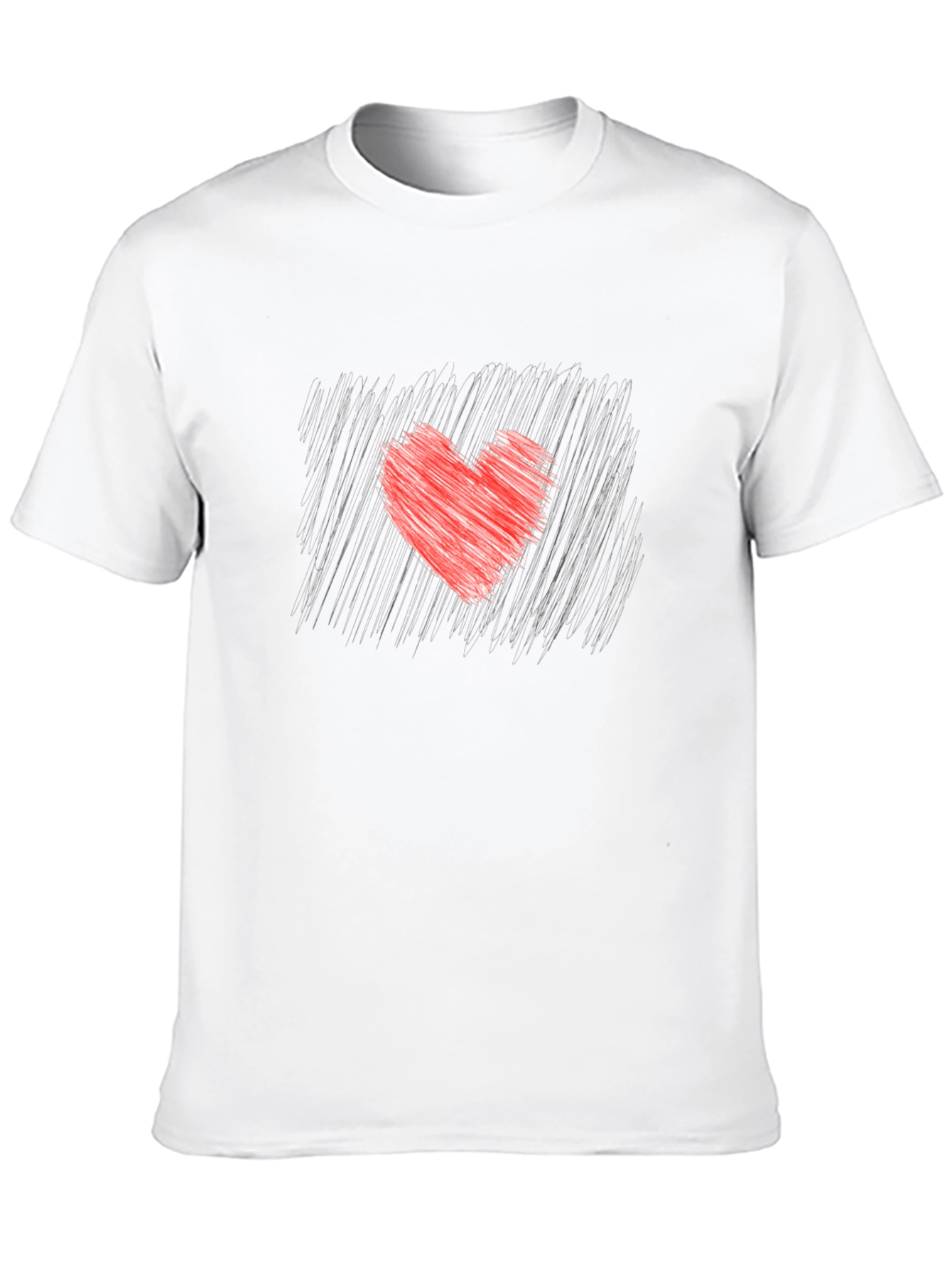Red Heart Sketch Graphic Black T-Shirt