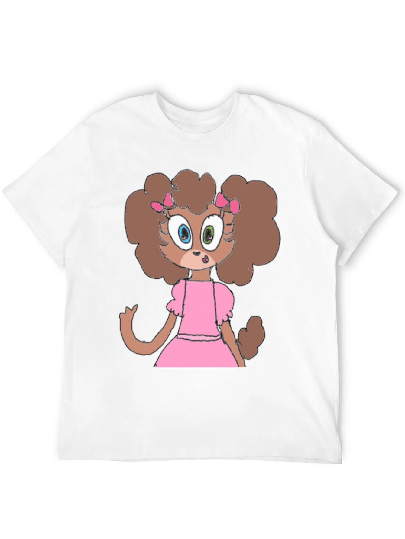 Cartoon Dog in Pink Dress Graphic Tee