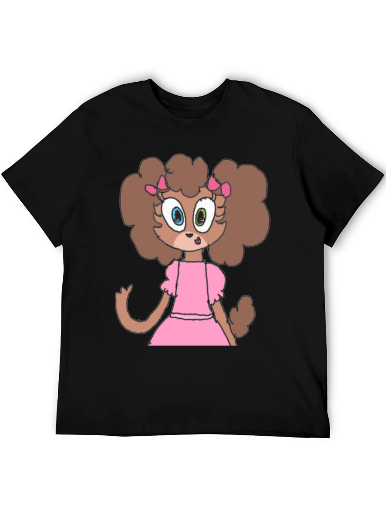 Cartoon Dog in Pink Dress Graphic Tee
