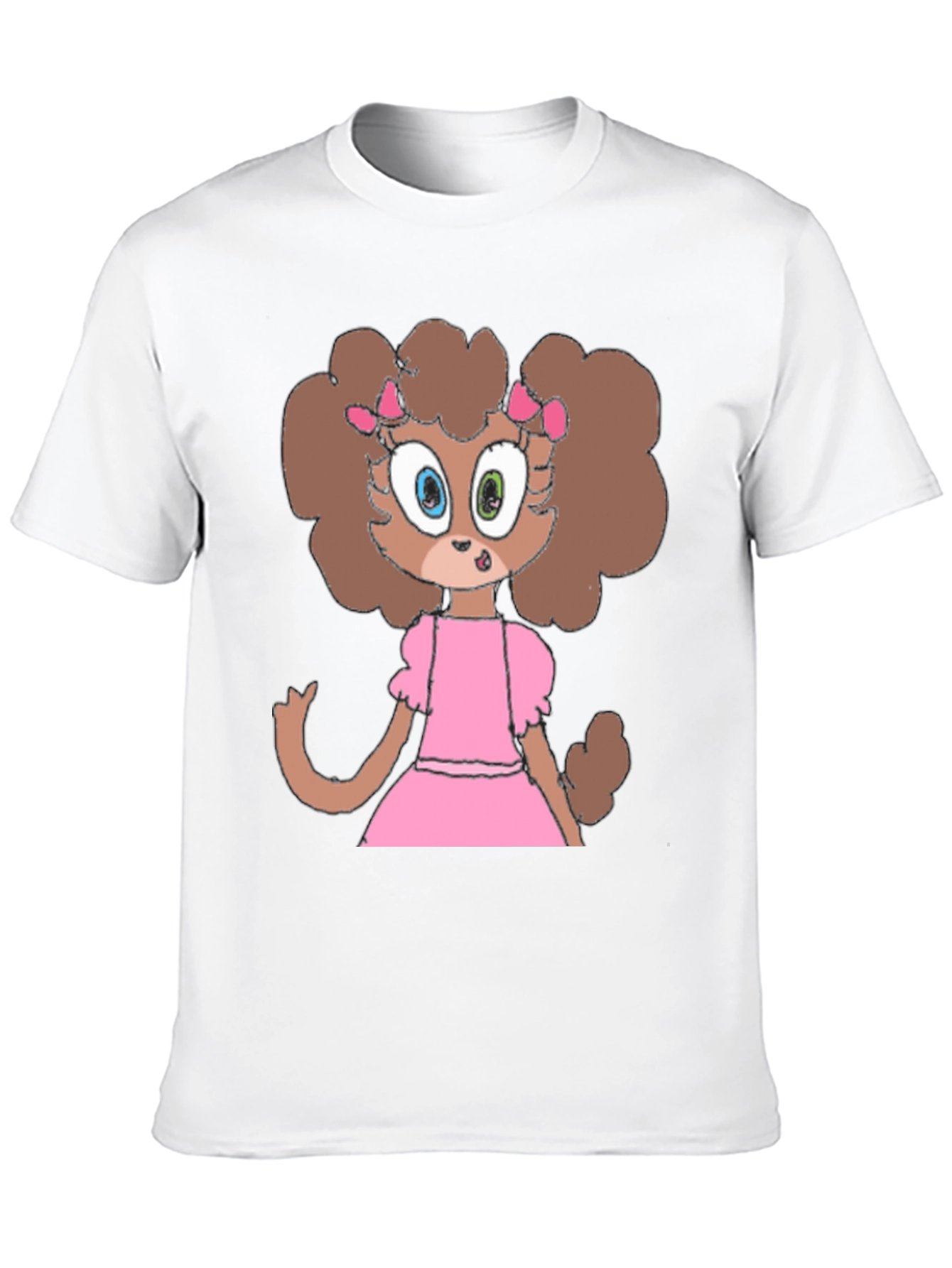 Cartoon Dog in Pink Dress Graphic Tee