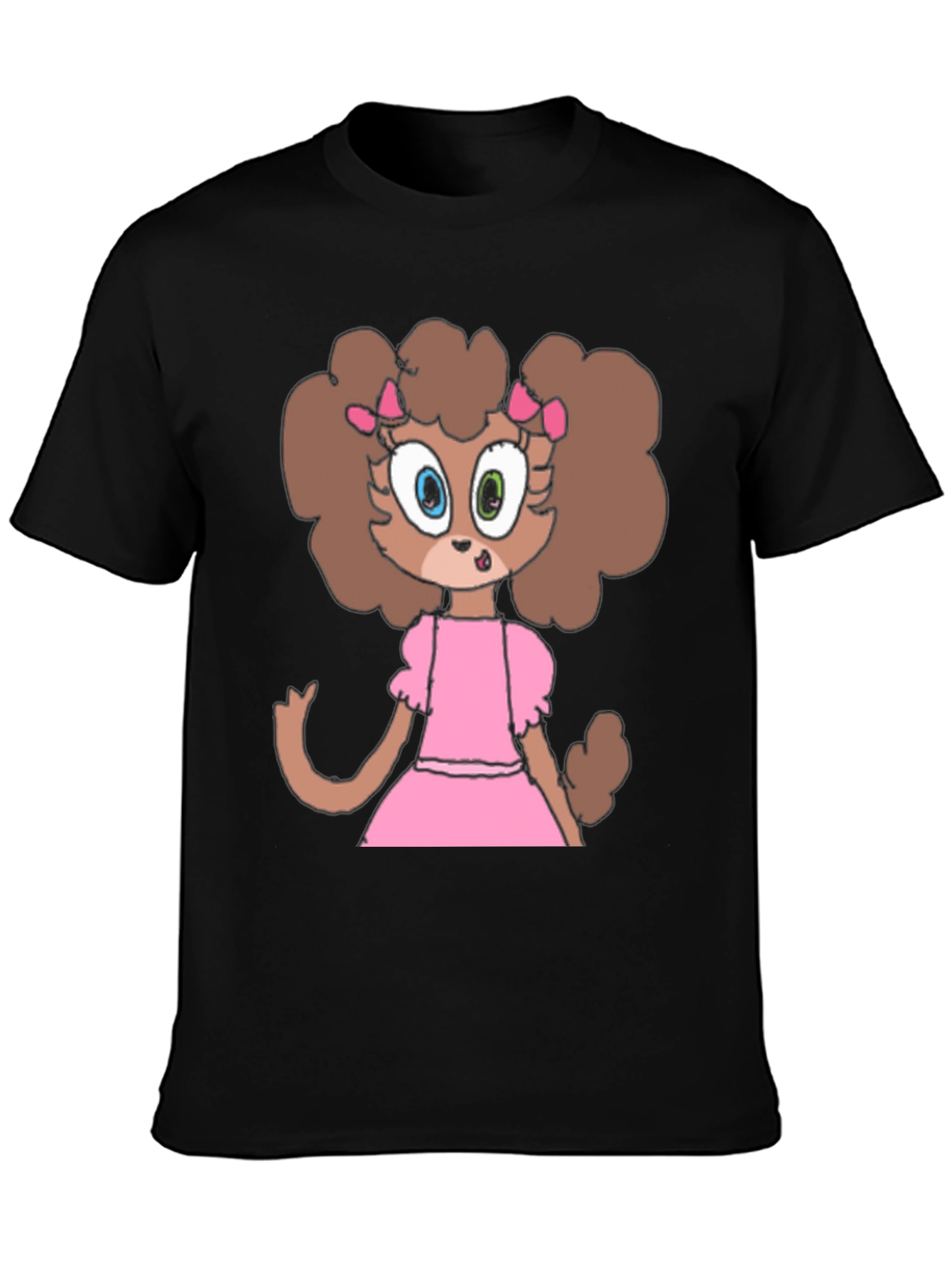 Cartoon Dog in Pink Dress Graphic Tee