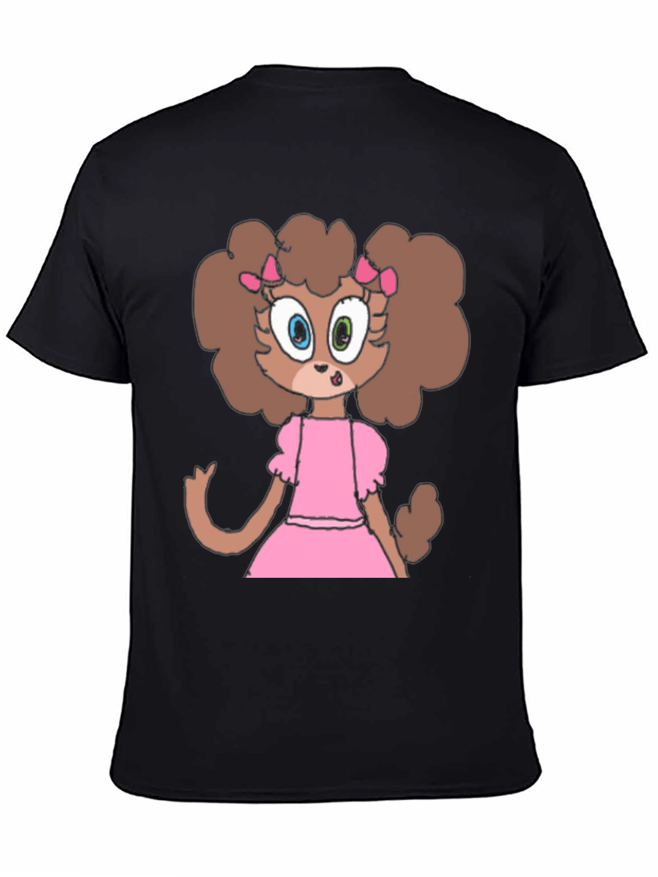 Cartoon Dog in Pink Dress Graphic Tee