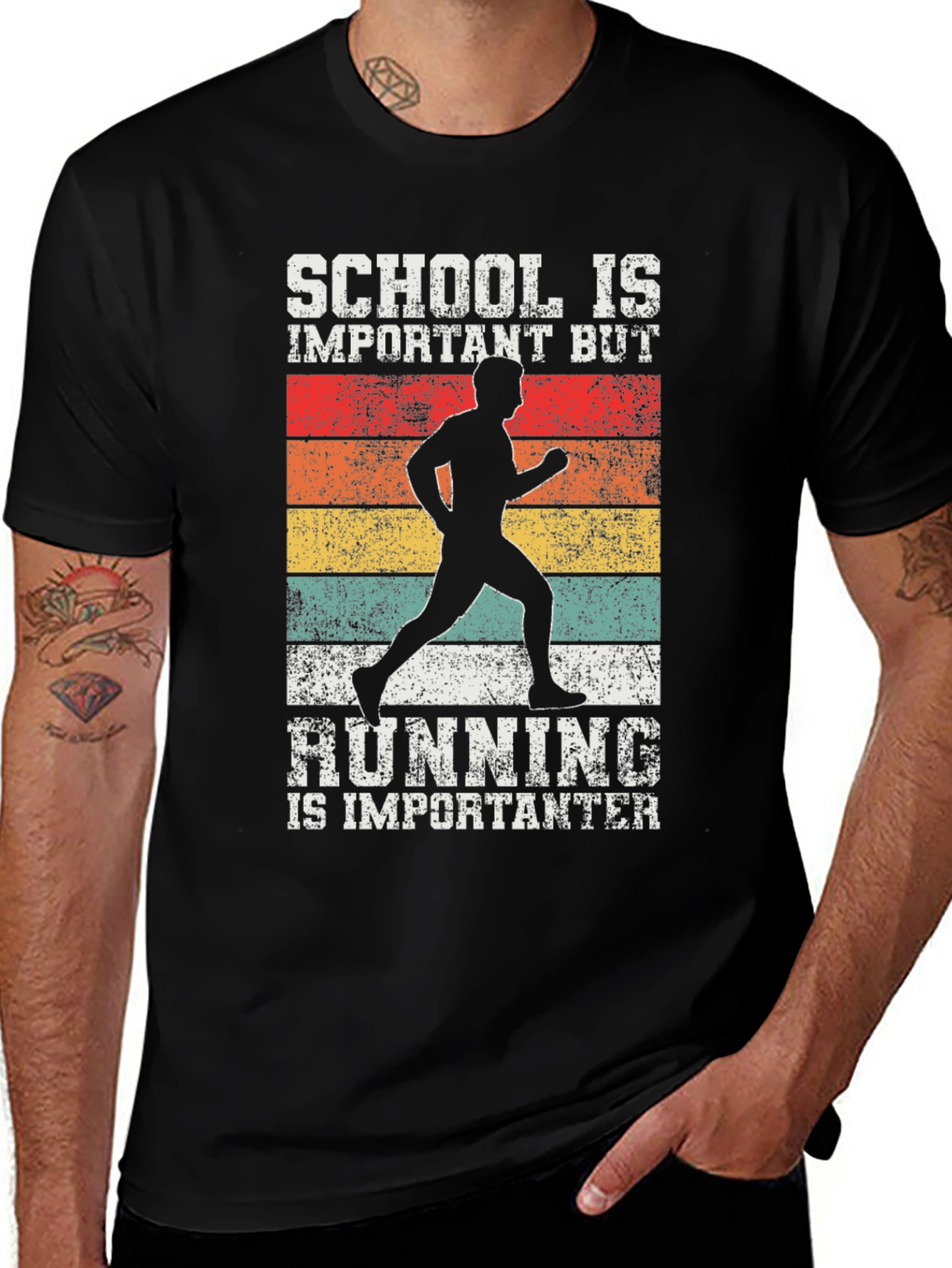 Funny Runner T-Shirt - School vs Running