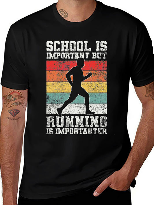 Funny Runner T-Shirt - School vs Running