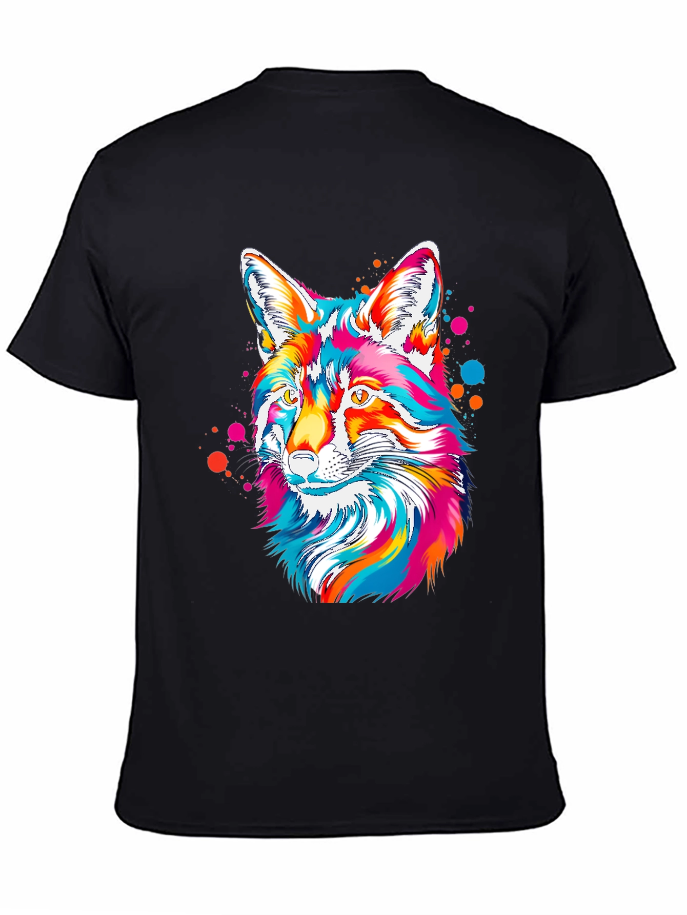 Vibrant Fox Graphic Tee - Artistic Crew Neck T-Shirt