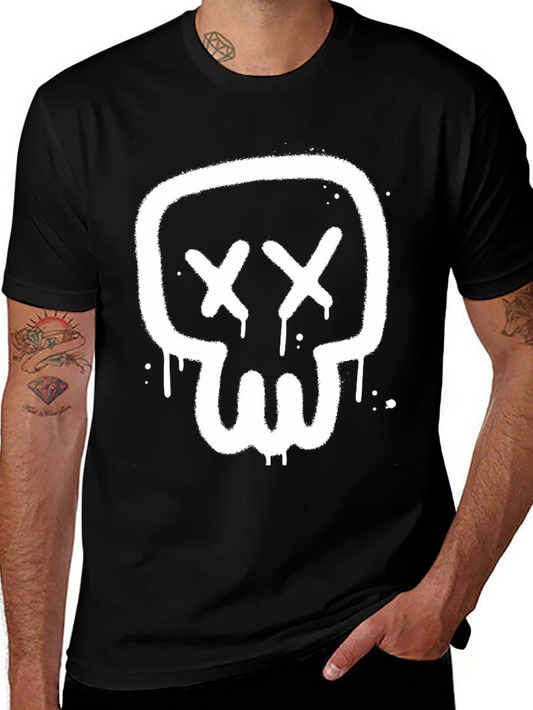 Skull Graphic Tee - Modern Spray Paint Design