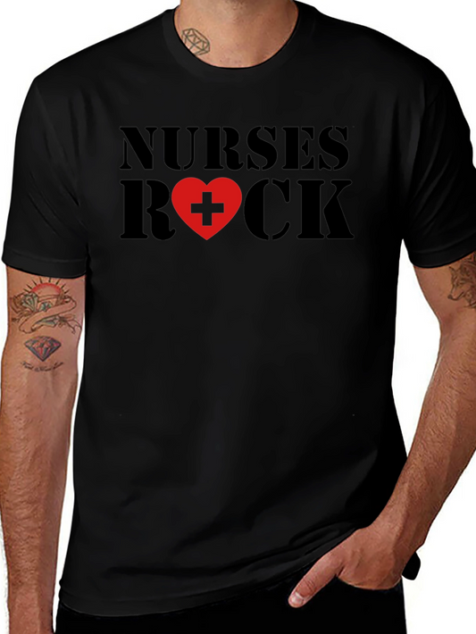 Nurses Rock Black Cotton T-Shirt