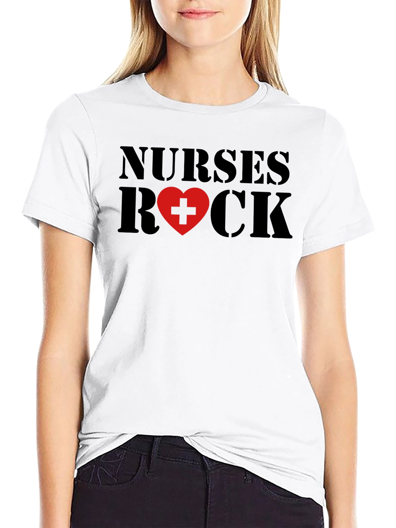 Nurses Rock Black Cotton T-Shirt