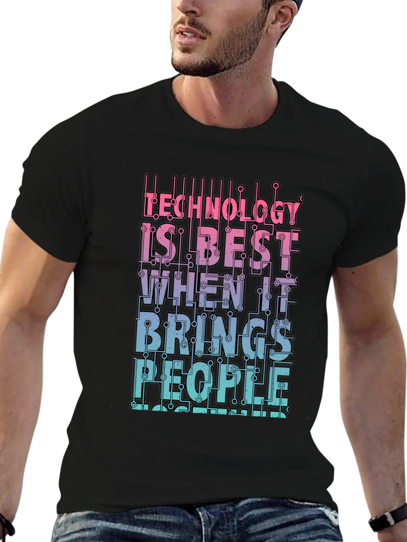 Technology Brings People Together Graphic T-Shirt