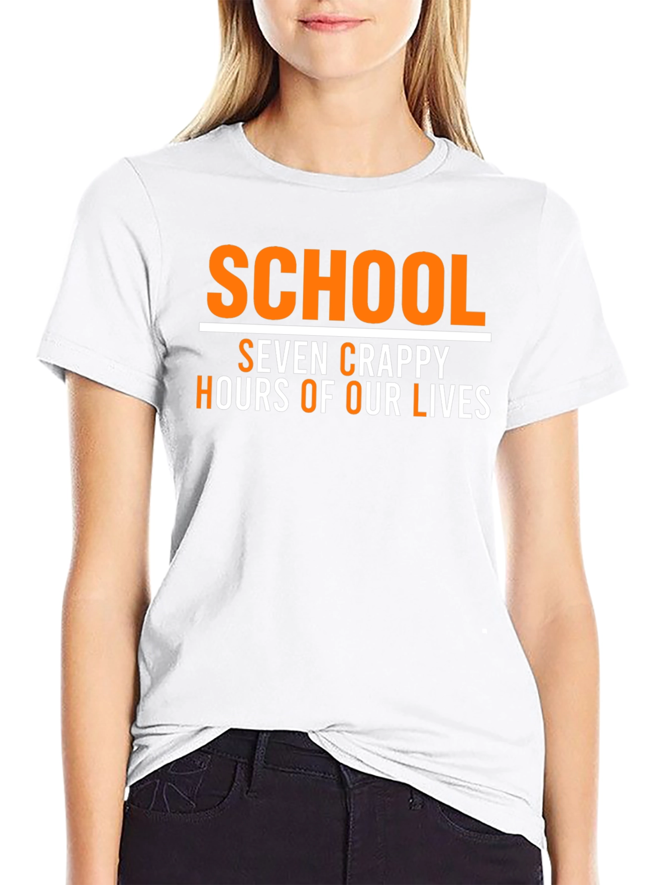 School Seven Crappy Hours Funny Graphic Tee