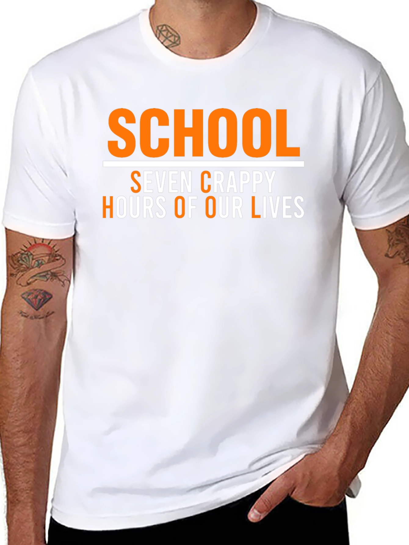 School Seven Crappy Hours Funny Graphic Tee