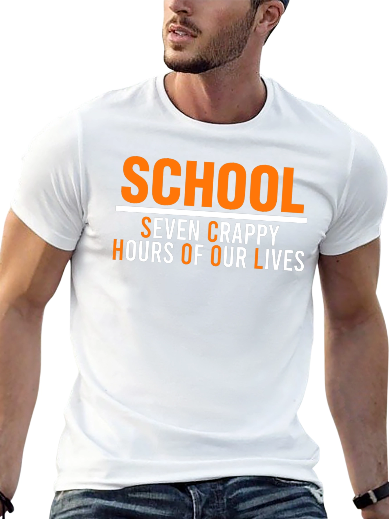 School Seven Crappy Hours Funny Graphic Tee