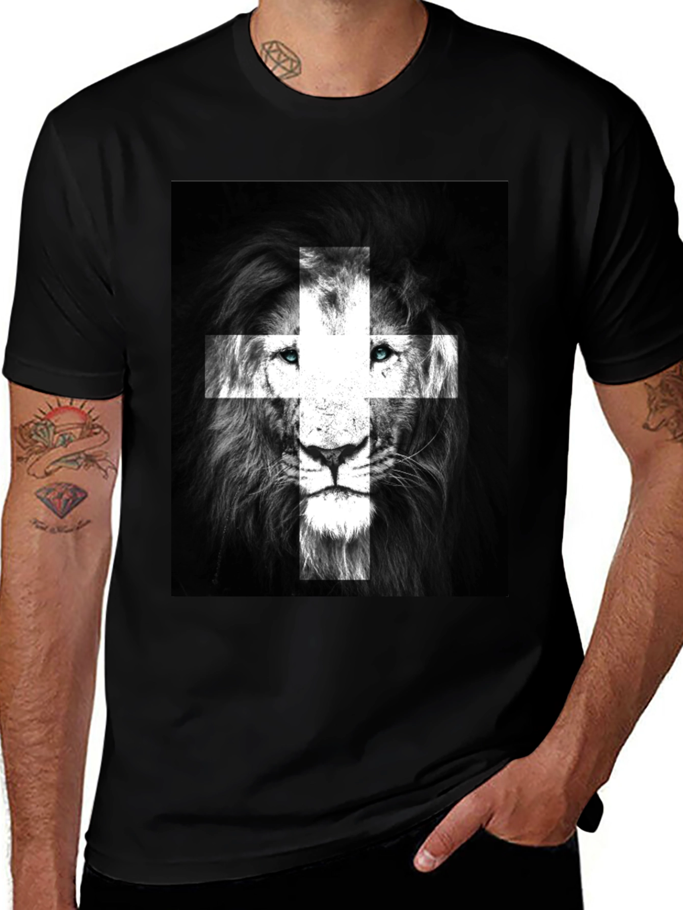 Lion Swiss Flag T-Shirt - Black