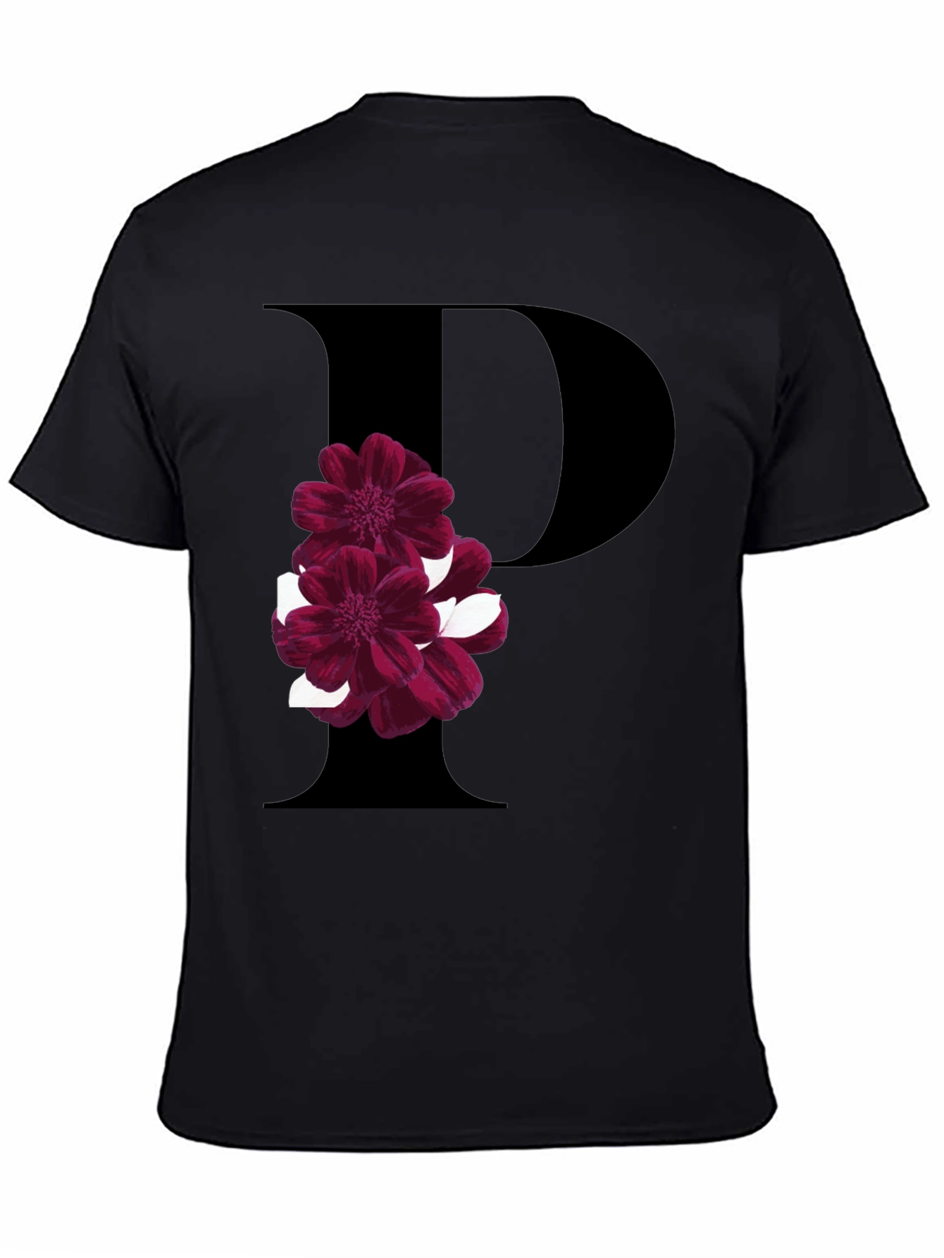Floral Letter P T-Shirt - Stylish Initial Tee