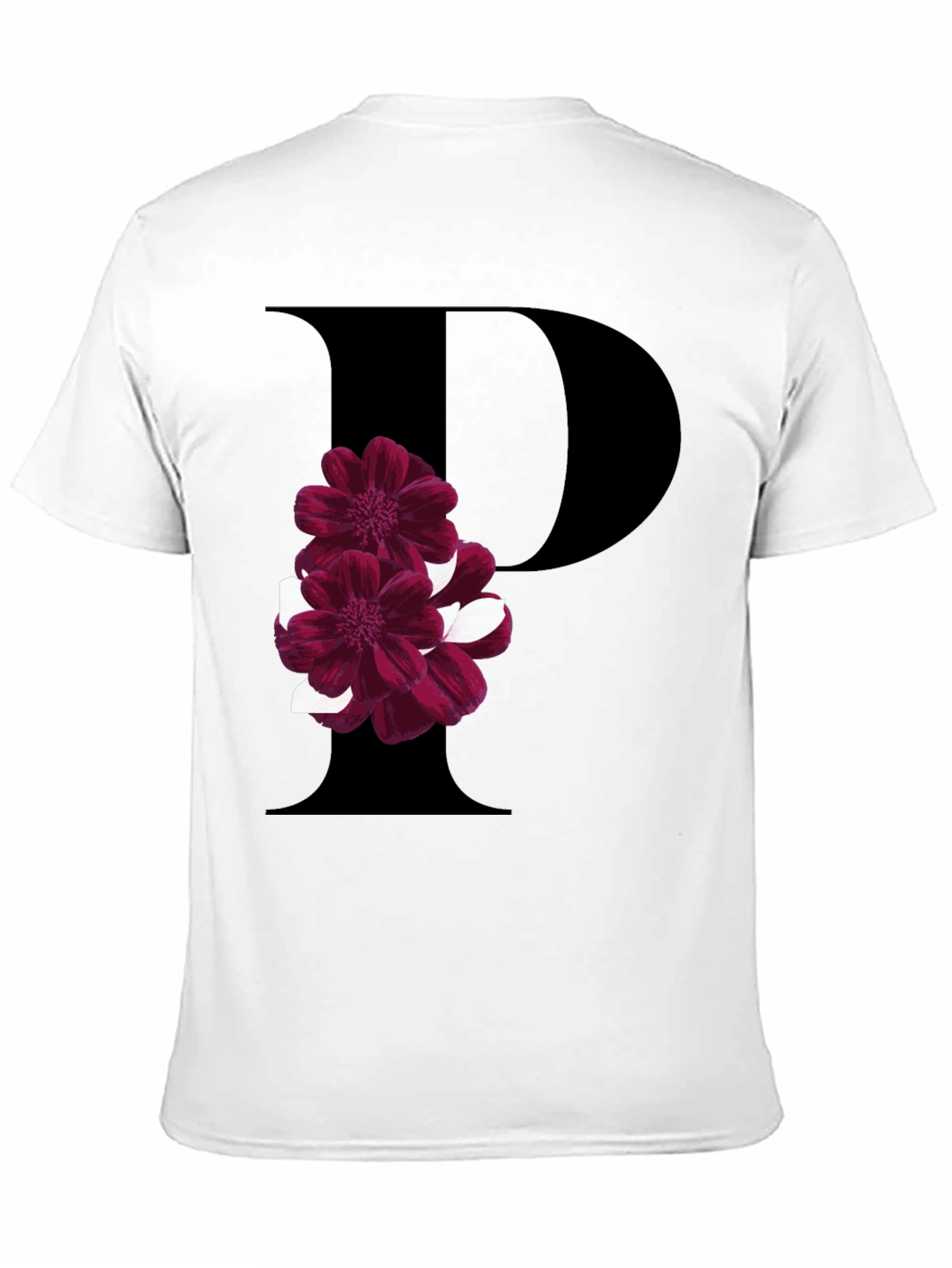 Floral Letter P T-Shirt - Stylish Initial Tee