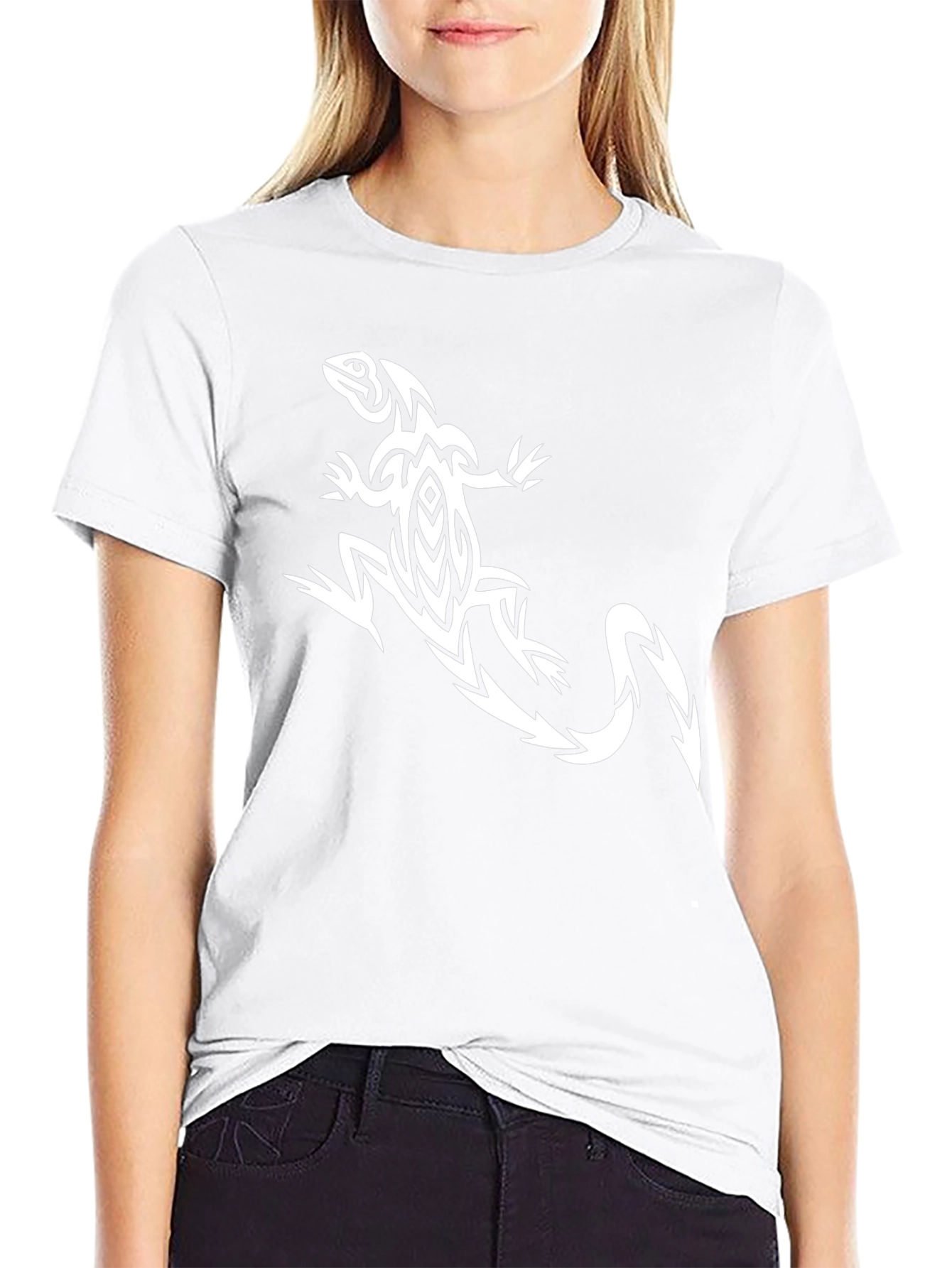 Tribal Lizard Graphic Tee - Black