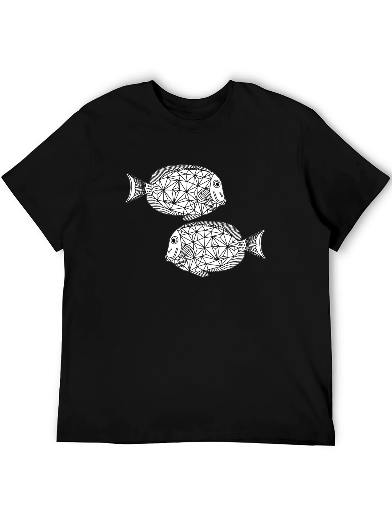 Geometric Fish Black T-Shirt