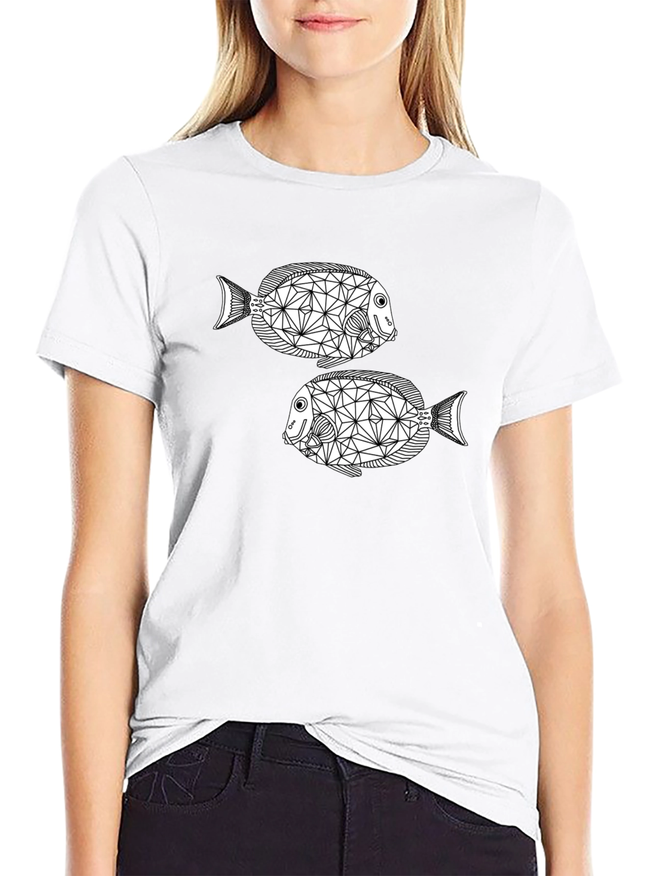 Geometric Fish Black T-Shirt