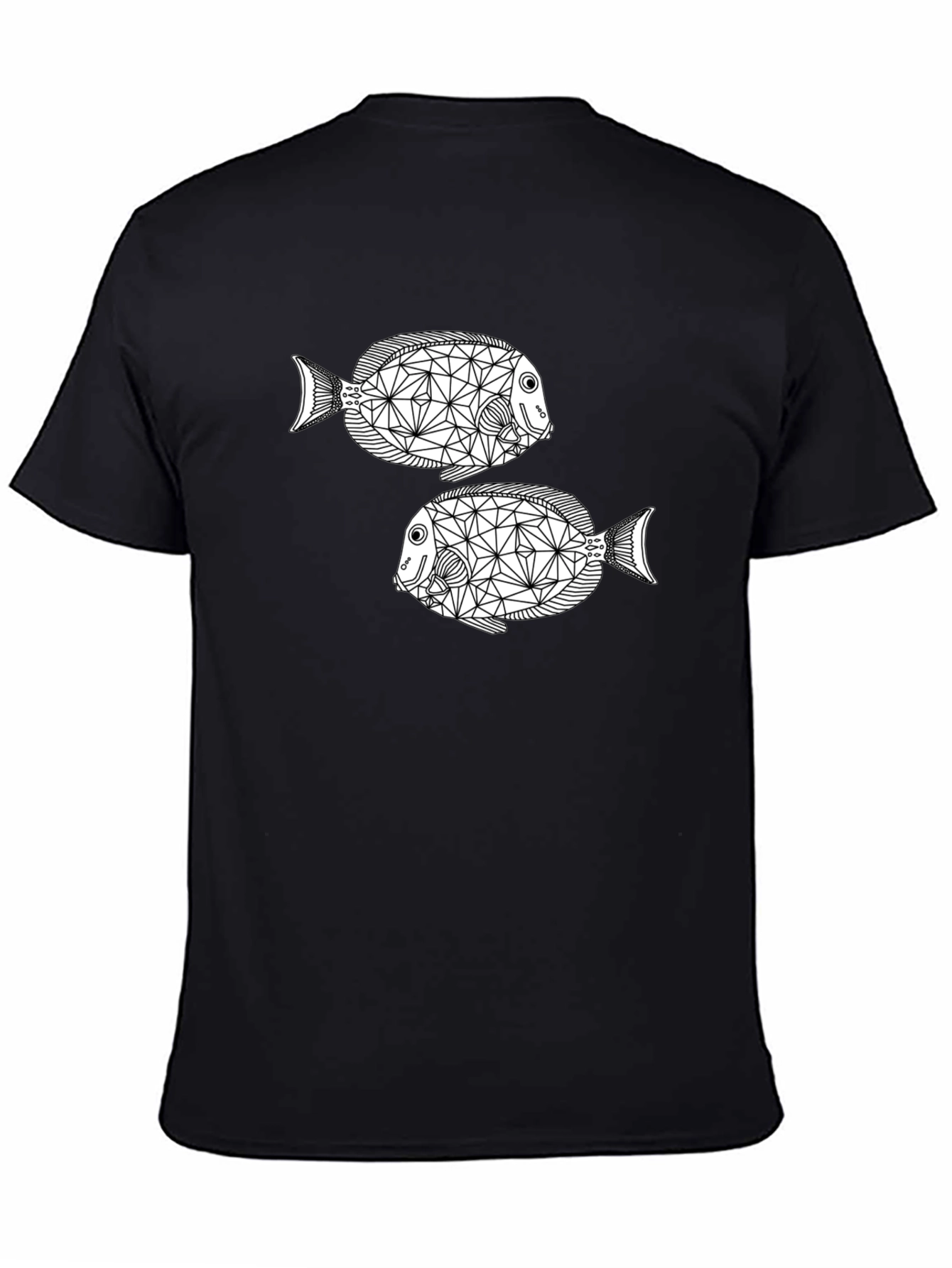 Geometric Fish Black T-Shirt