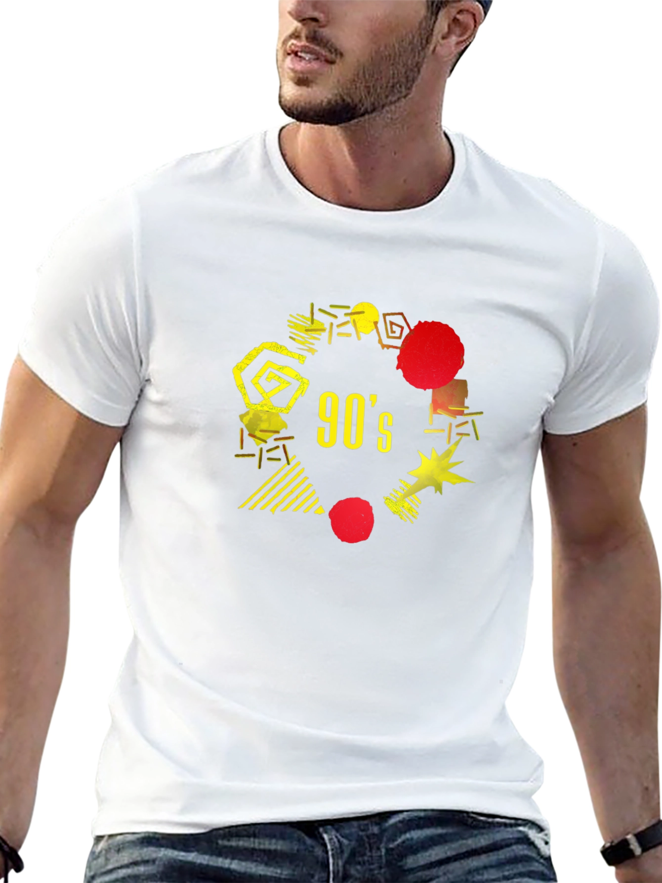 Retro 90s Graphic Tee - Black Cotton T-Shirt