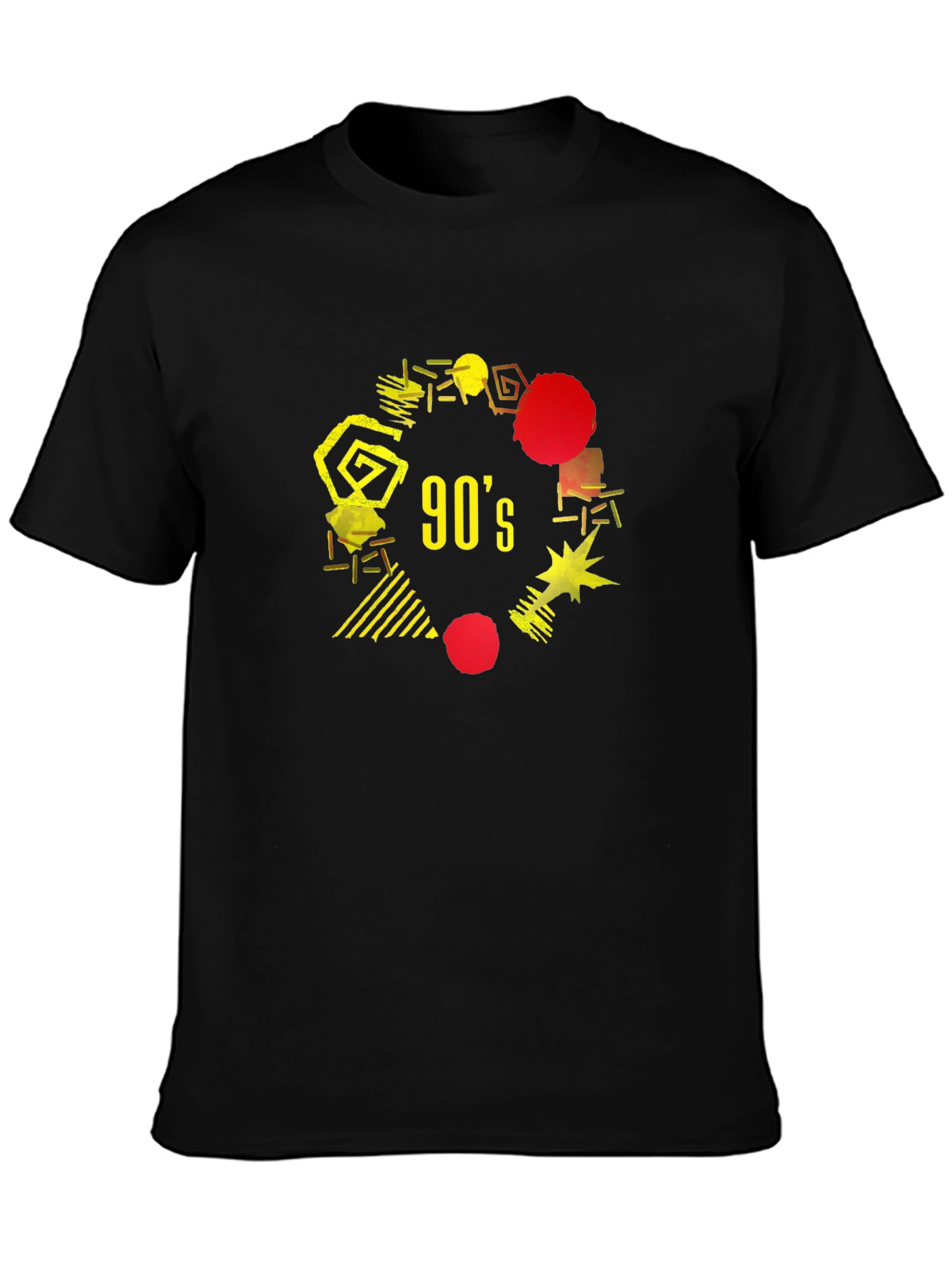 Retro 90s Graphic Tee - Black Cotton T-Shirt