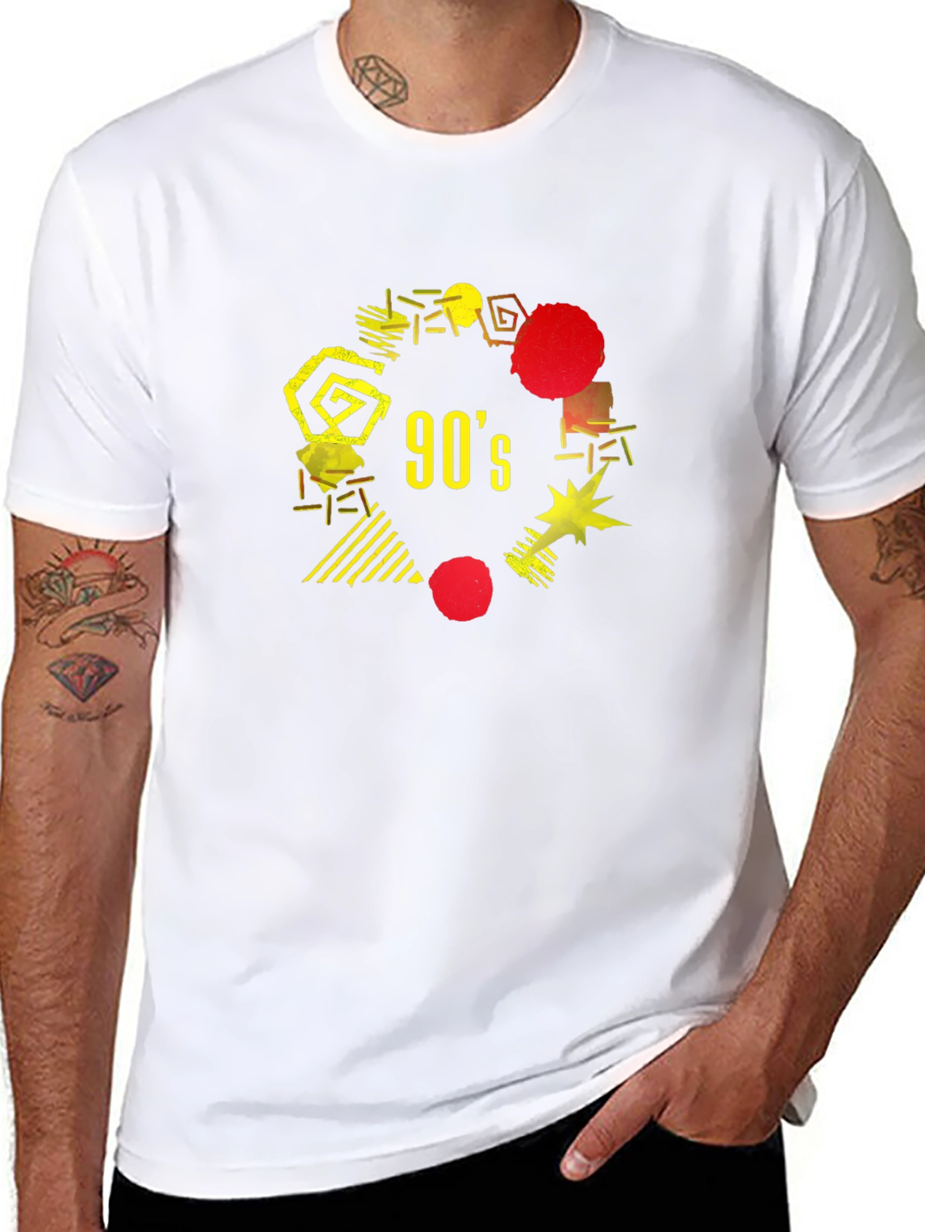 Retro 90s Graphic Tee - Black Cotton T-Shirt