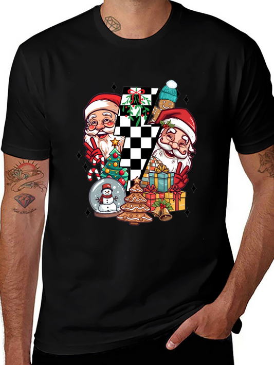 Holiday Santa Checkerboard Graphic Tee