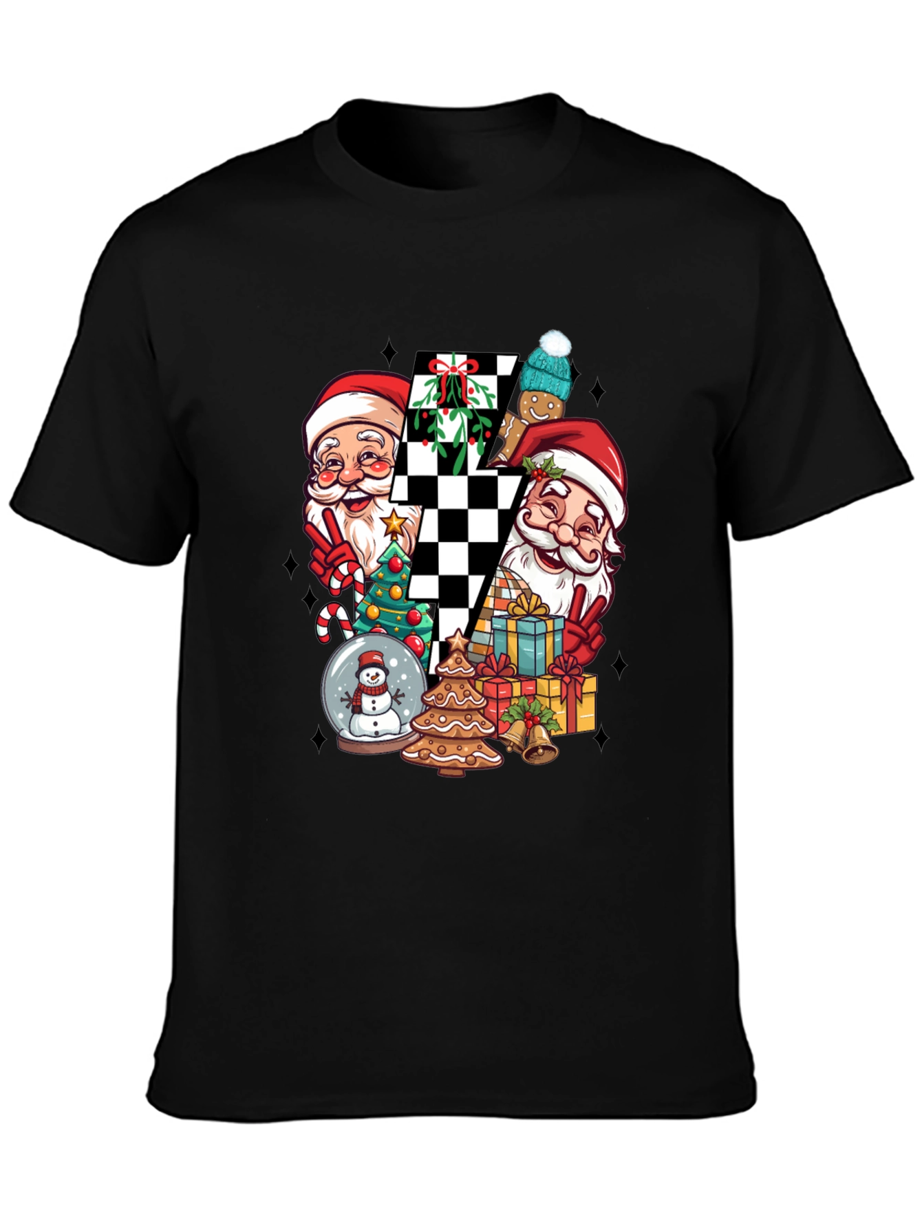 Holiday Santa Checkerboard Graphic Tee