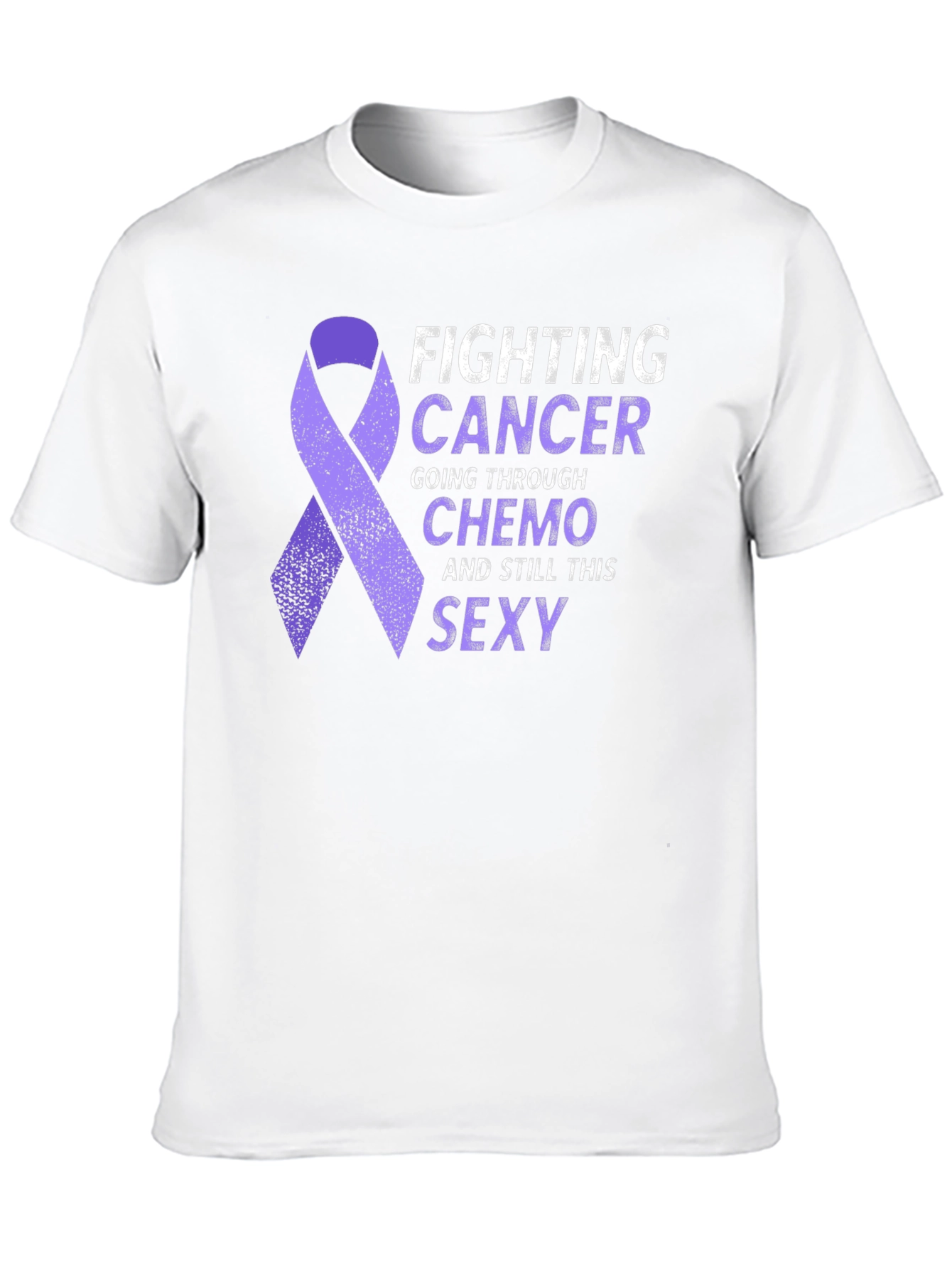 Fighting Cancer Sexy T-Shirt Purple Ribbon Chemo Support