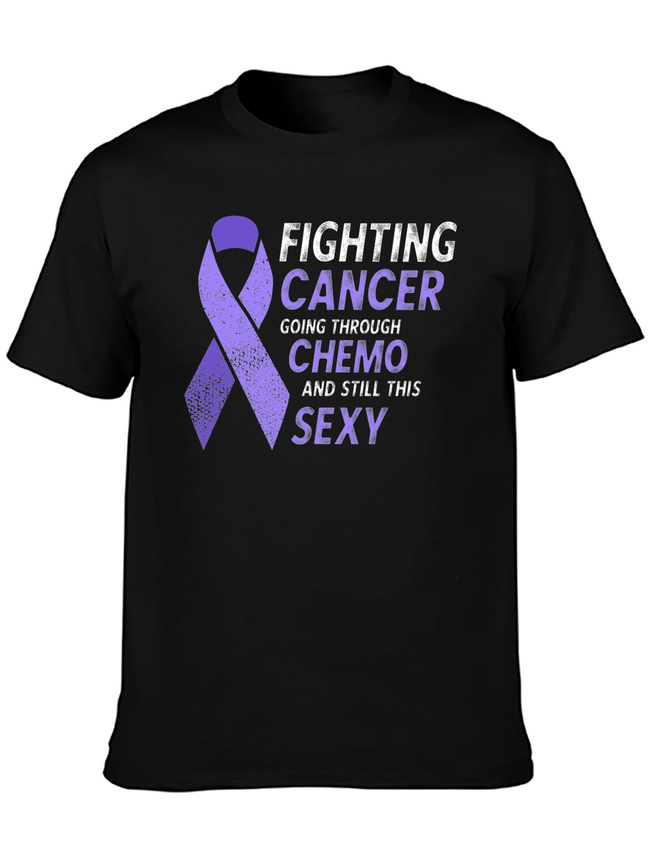 Fighting Cancer Sexy T-Shirt Purple Ribbon Chemo Support