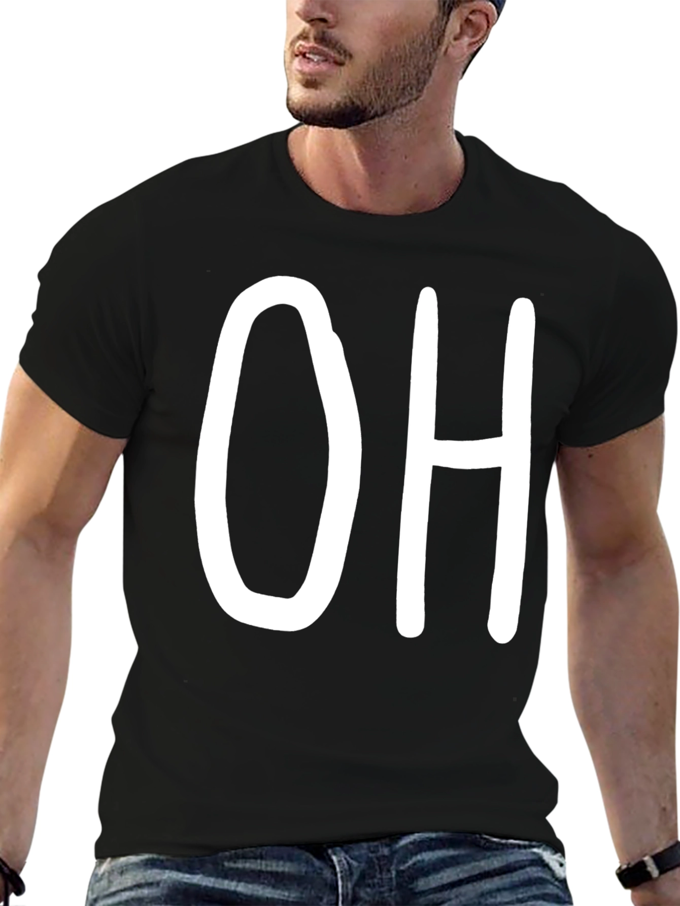 Bold OH Graphic Tee - Casual Black T-Shirt