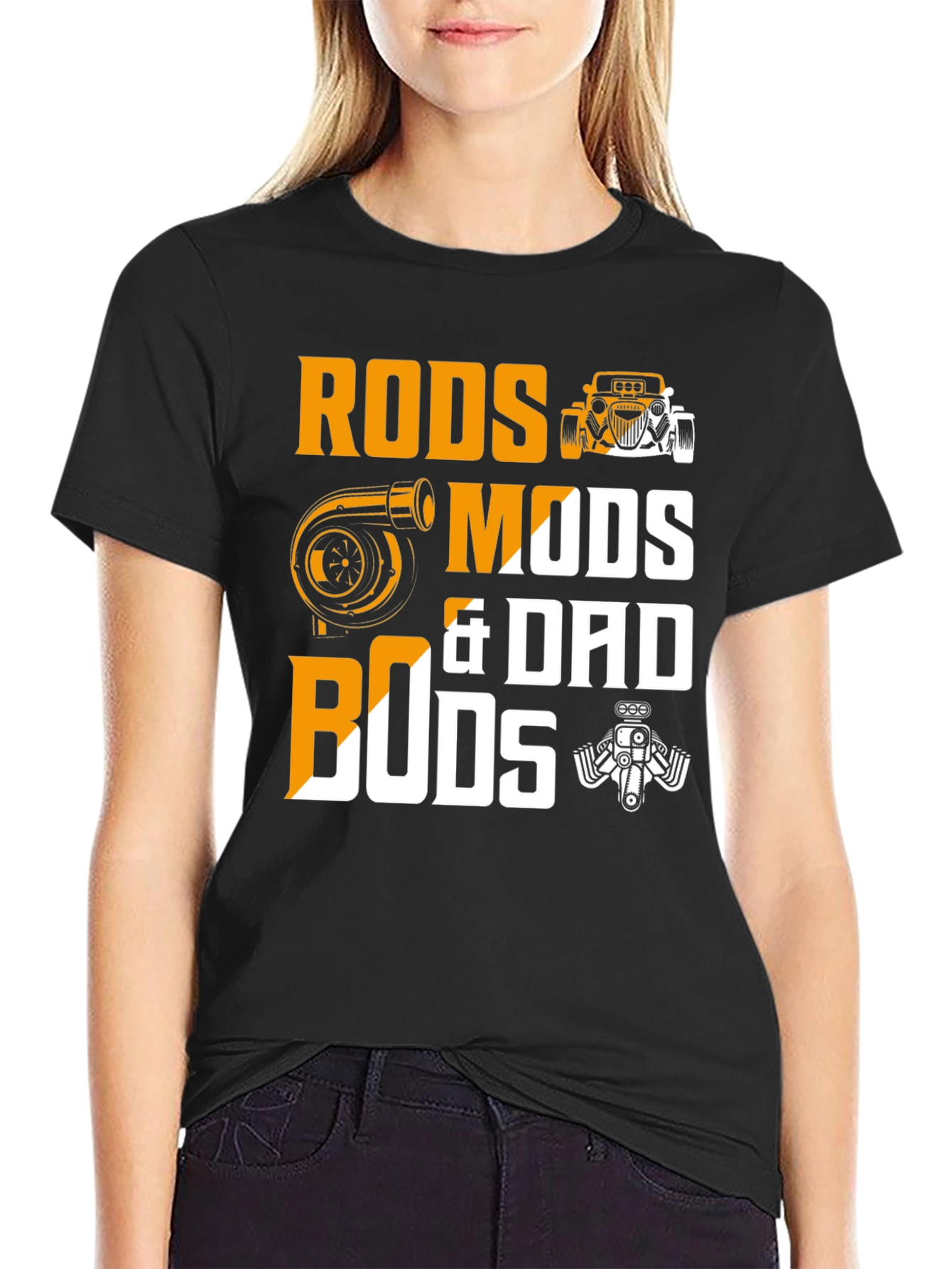 Rods Mods & Dad Bods Black Graphic T-Shirt