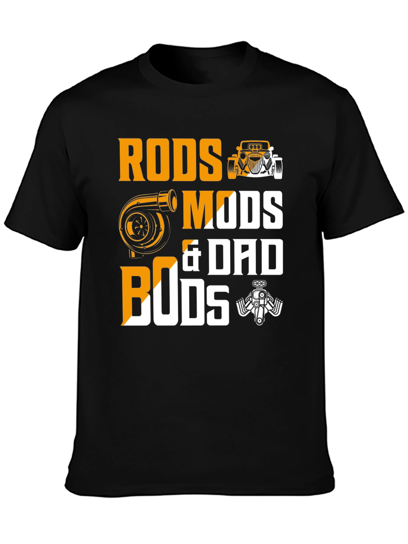 Rods Mods & Dad Bods Black Graphic T-Shirt