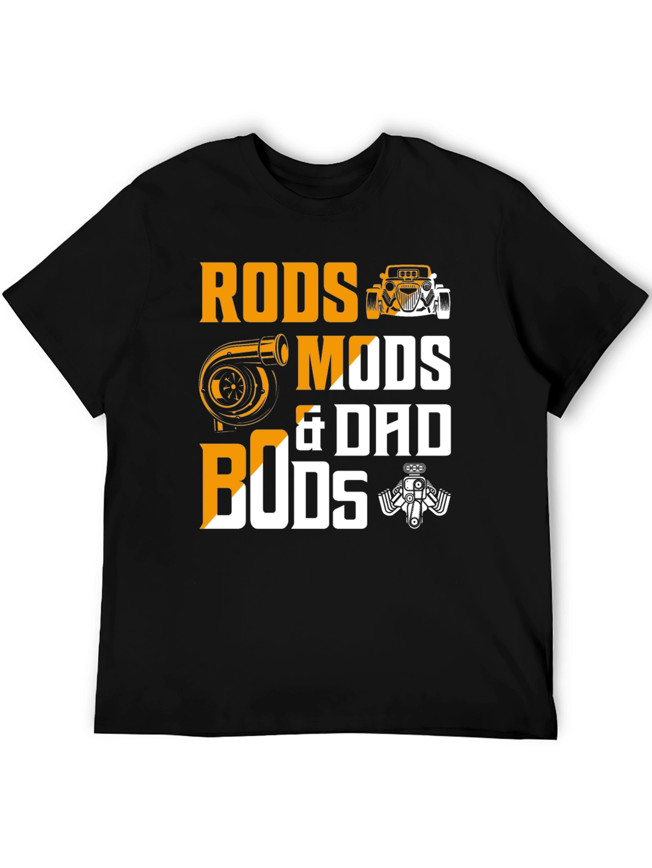 Rods Mods & Dad Bods Black Graphic T-Shirt