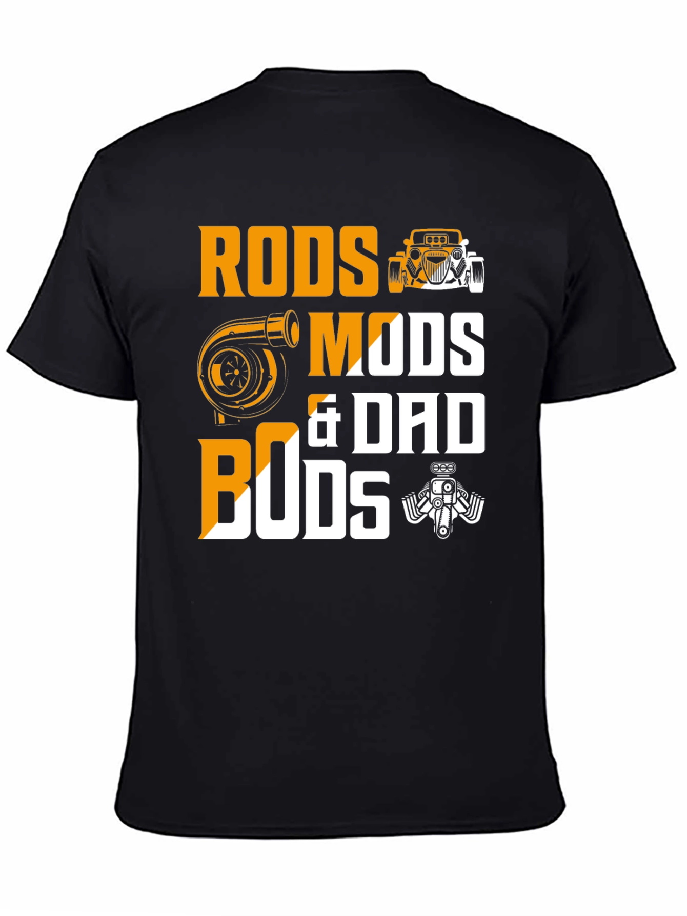 Rods Mods & Dad Bods Black Graphic T-Shirt