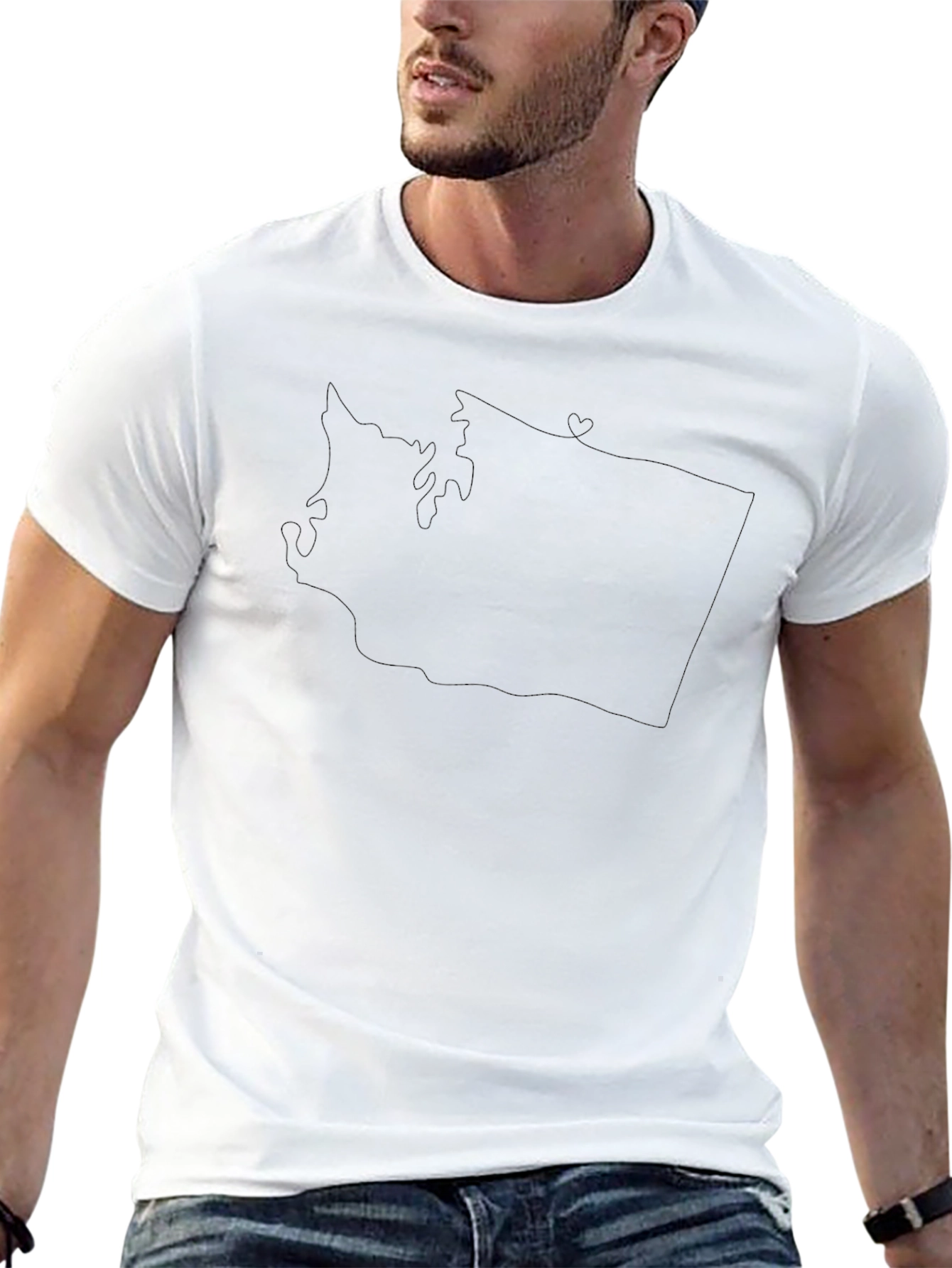 Washington State Outline T-Shirt - Black