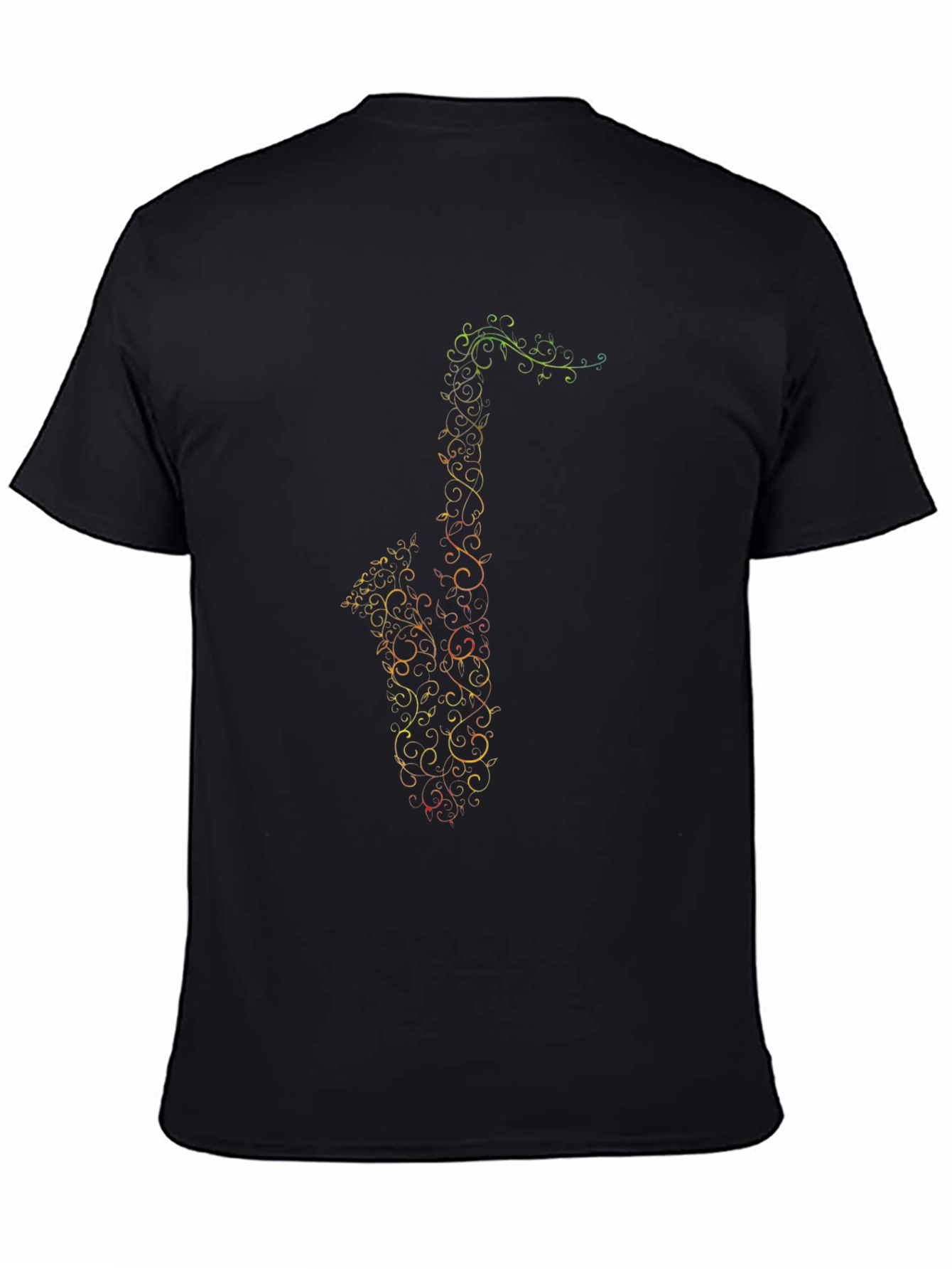 Saxophone Music Notes Graphic Tee - Black