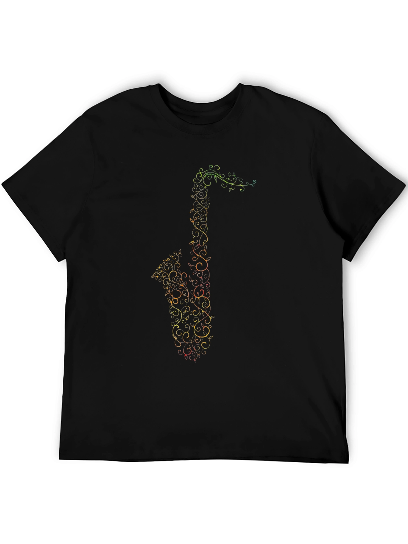 Saxophone Music Notes Graphic Tee - Black