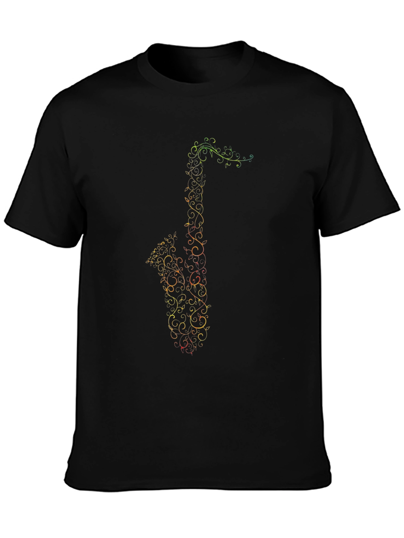 Saxophone Music Notes Graphic Tee - Black