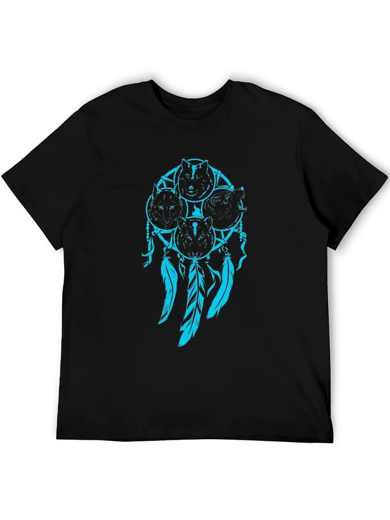 Wolf Dreamcatcher Graphic Black T-Shirt