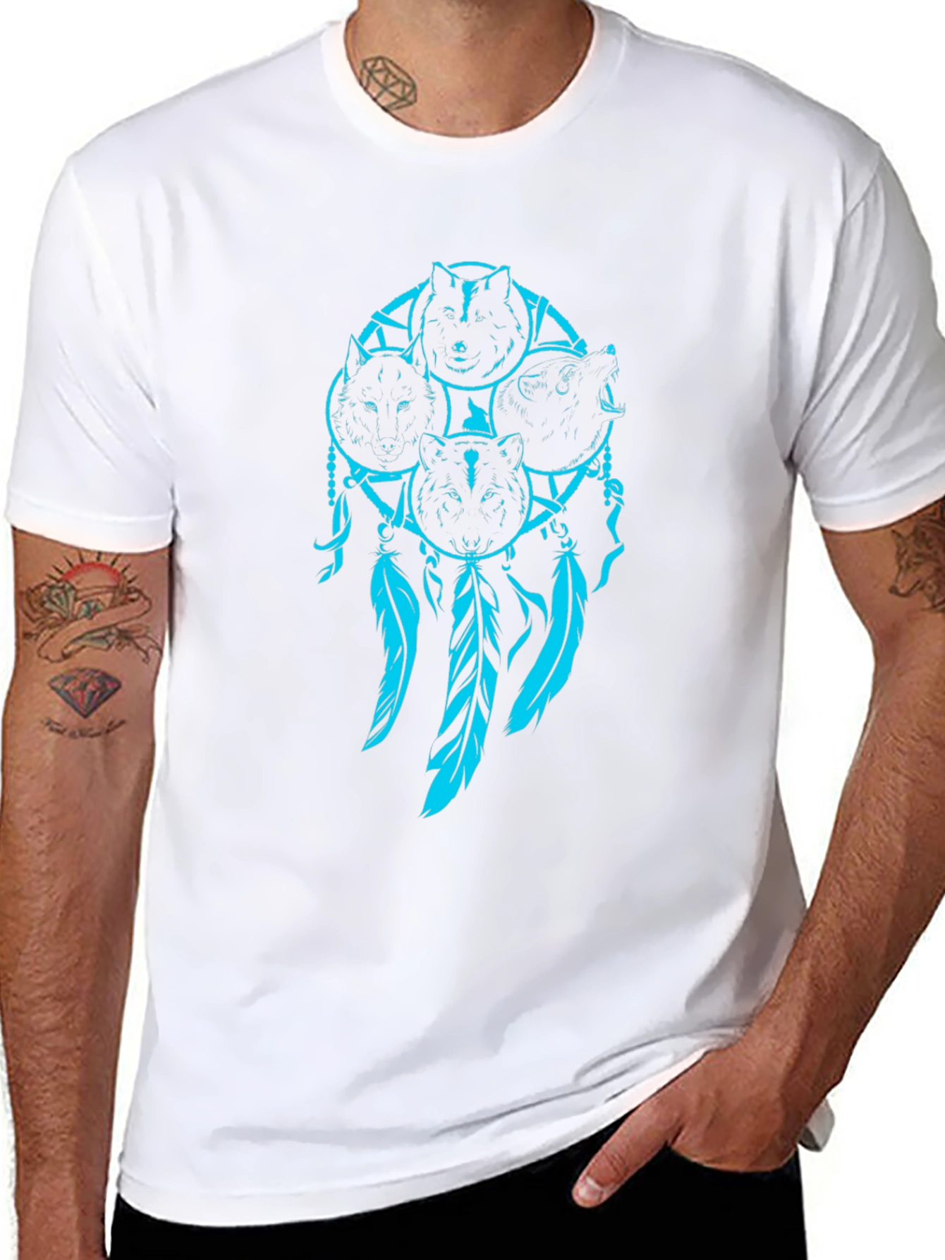 Wolf Dreamcatcher Graphic Black T-Shirt