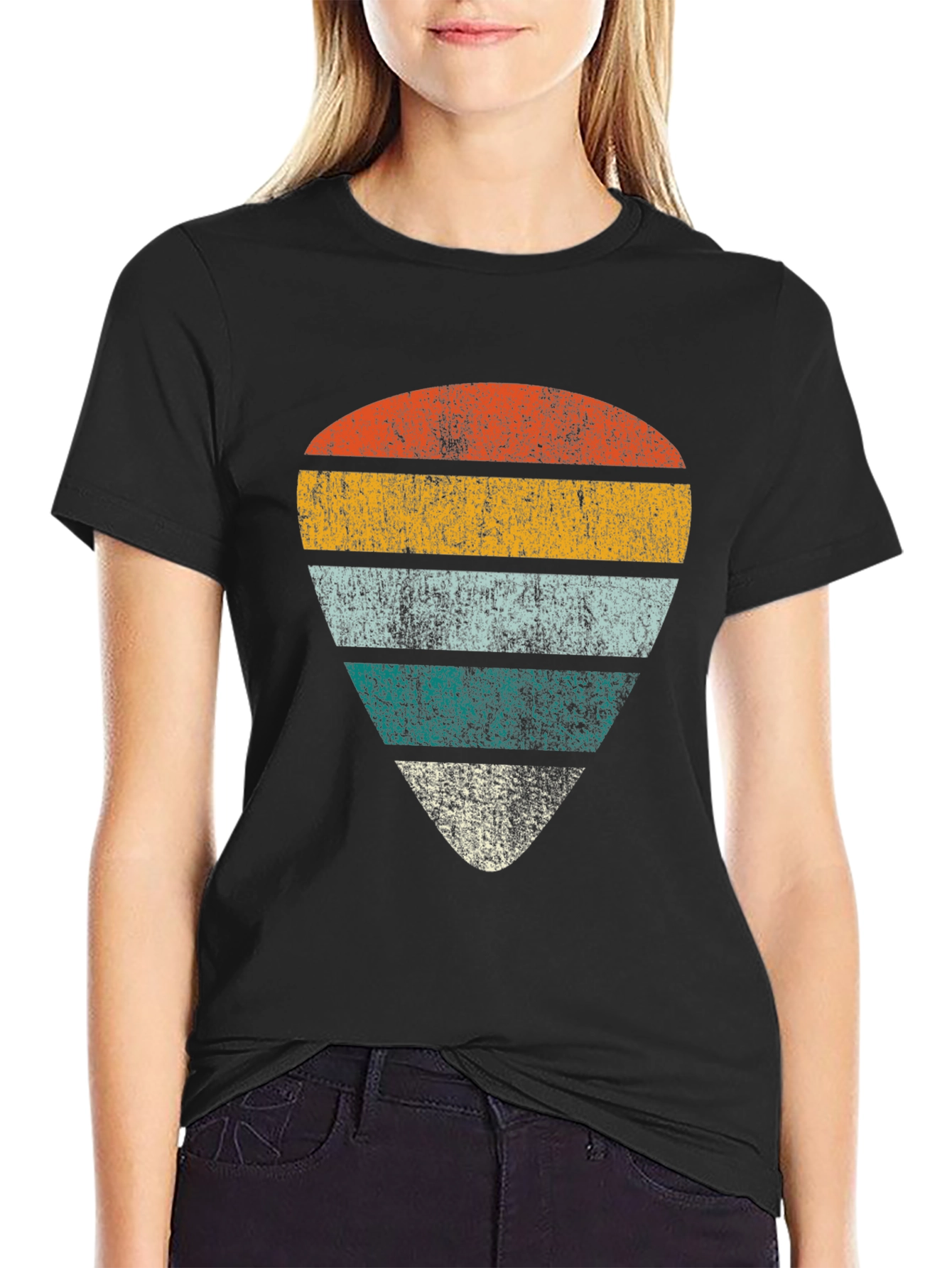 Retro Guitar Pick Graphic Tee - Black