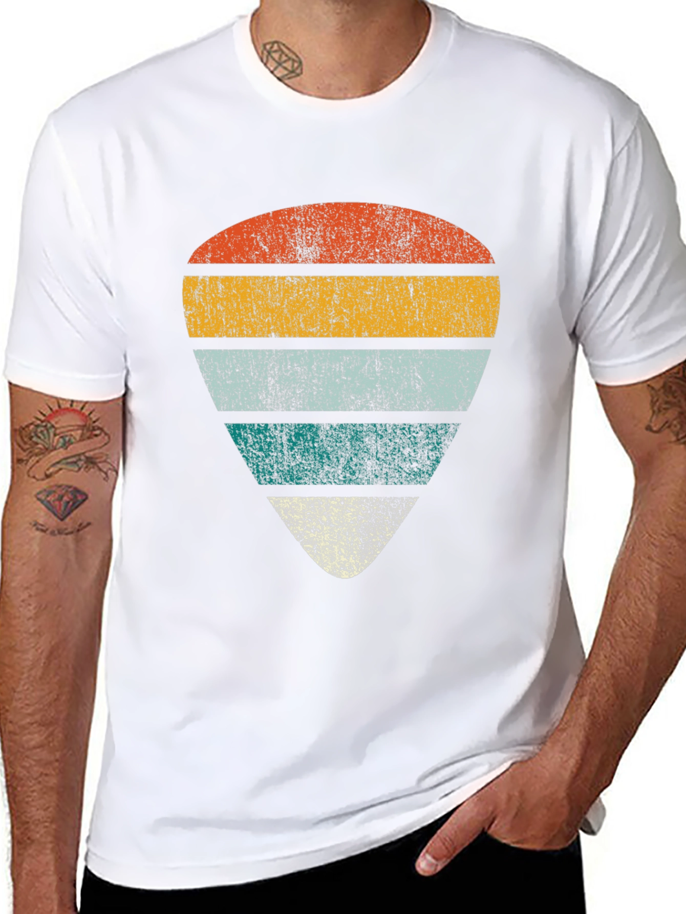 Retro Guitar Pick Graphic Tee - Black