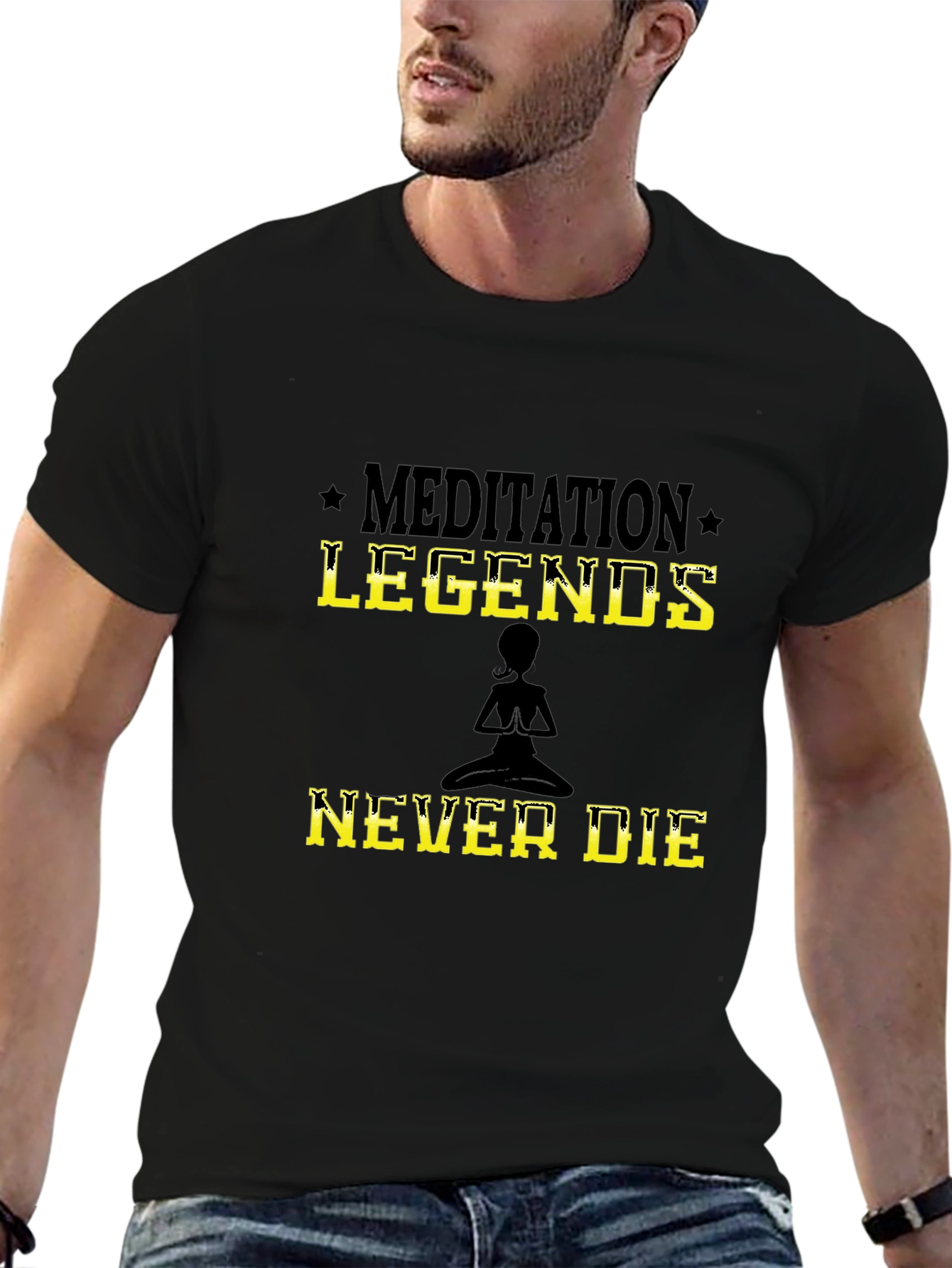 Meditation Legends Never Die Black T-Shirt