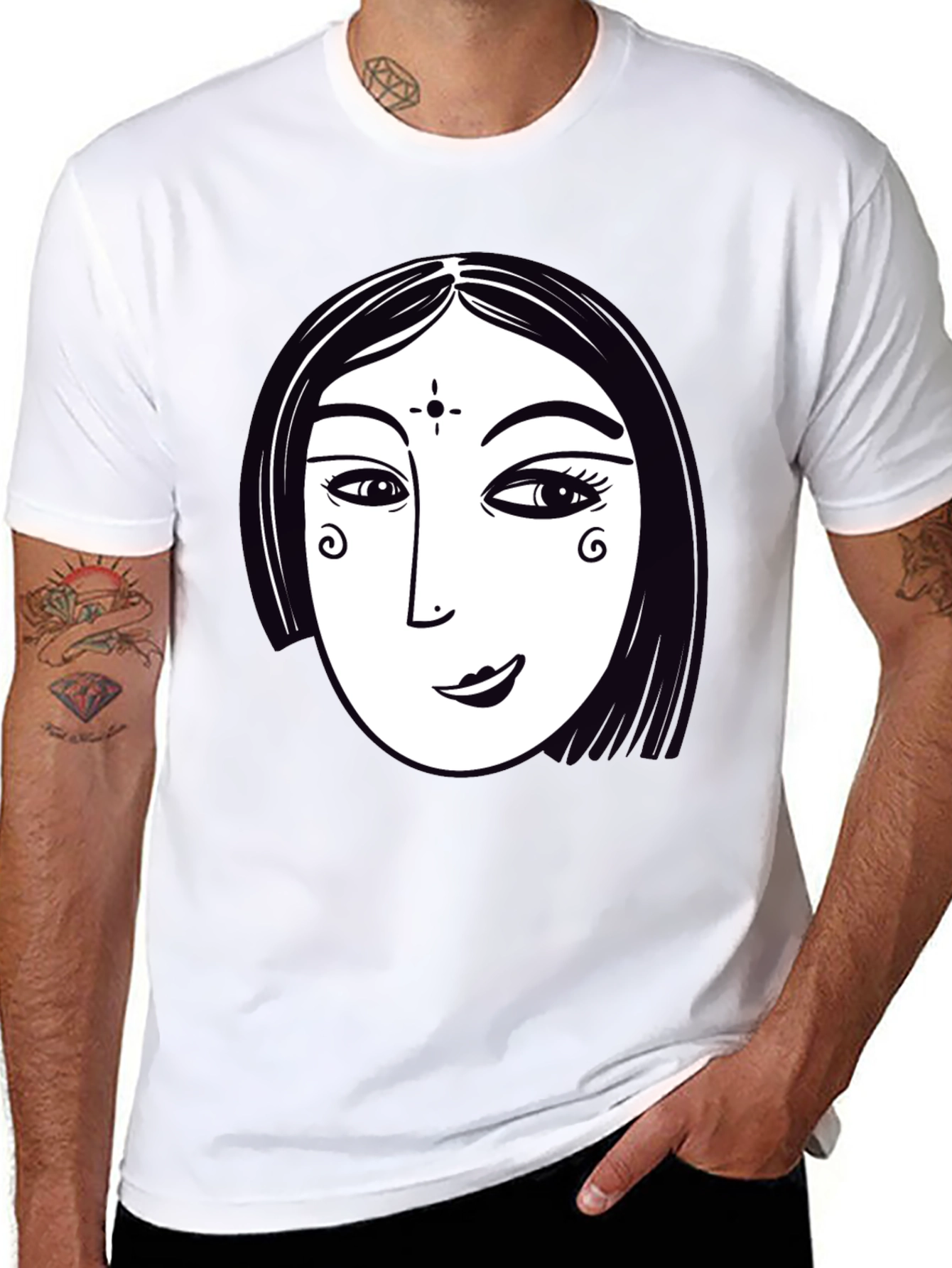 Abstract Womans Face Graphic T-Shirt