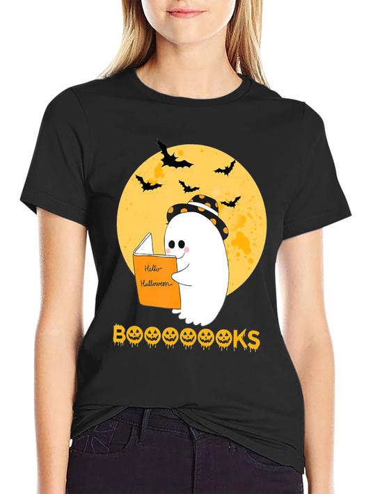 Halloween Ghost Reading Book T-Shirt