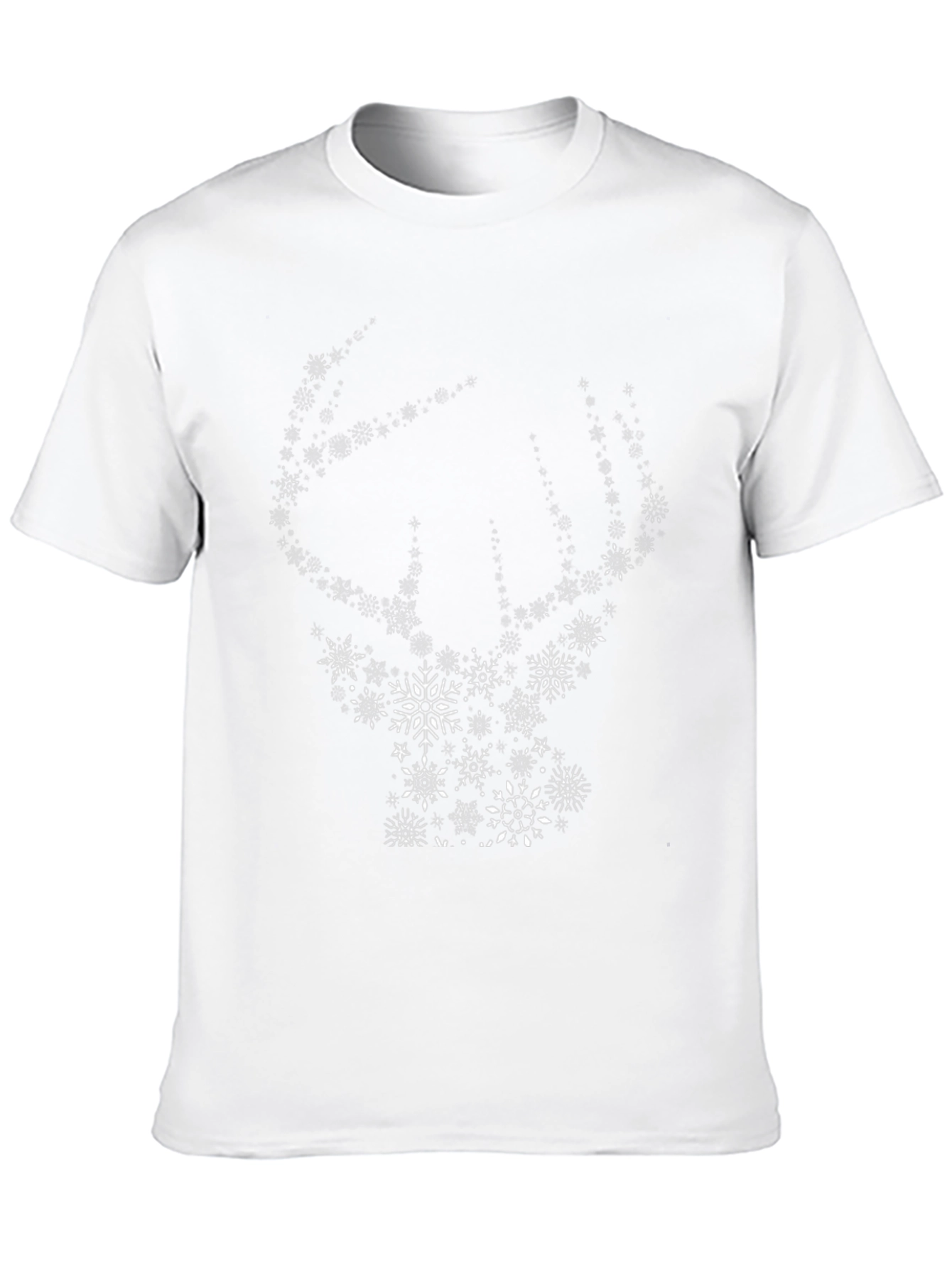 Snowflake Deer Graphic Tee - Black Cotton Blend Shirt
