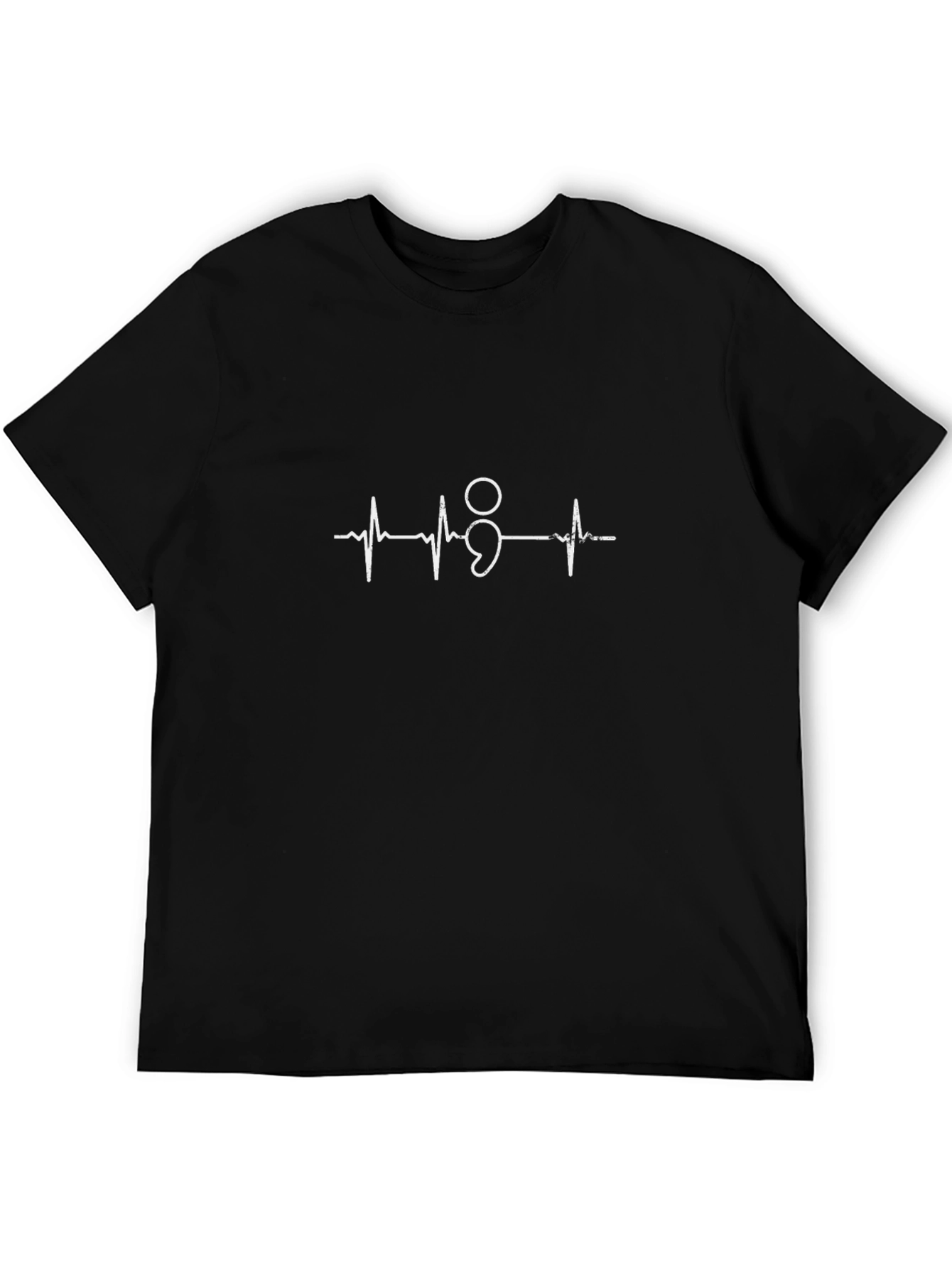 Semicolon Heartbeat Graphic T-Shirt - Black