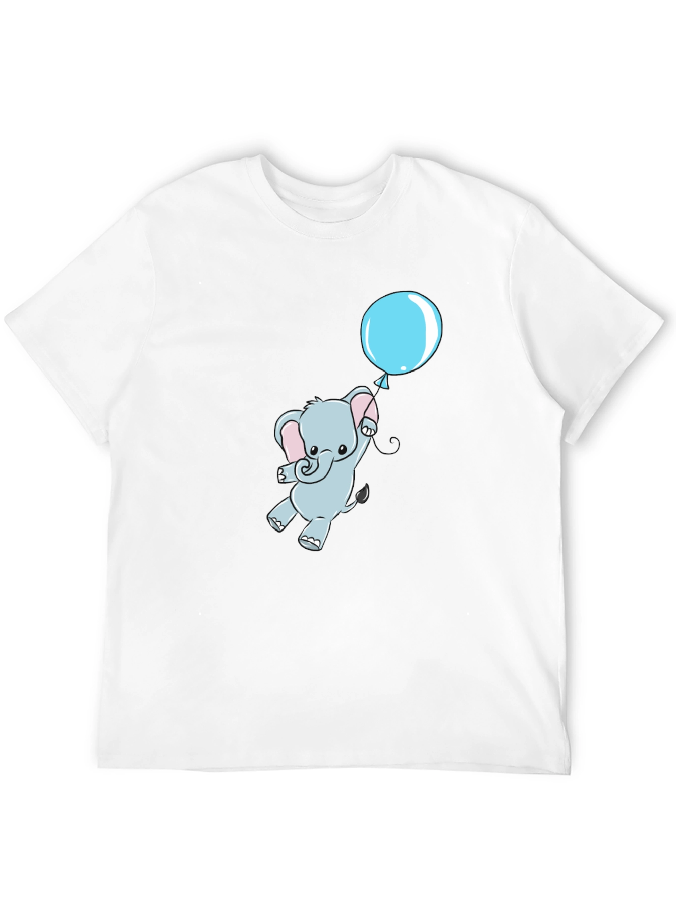 Cute Elephant and Balloon Black T-Shirt