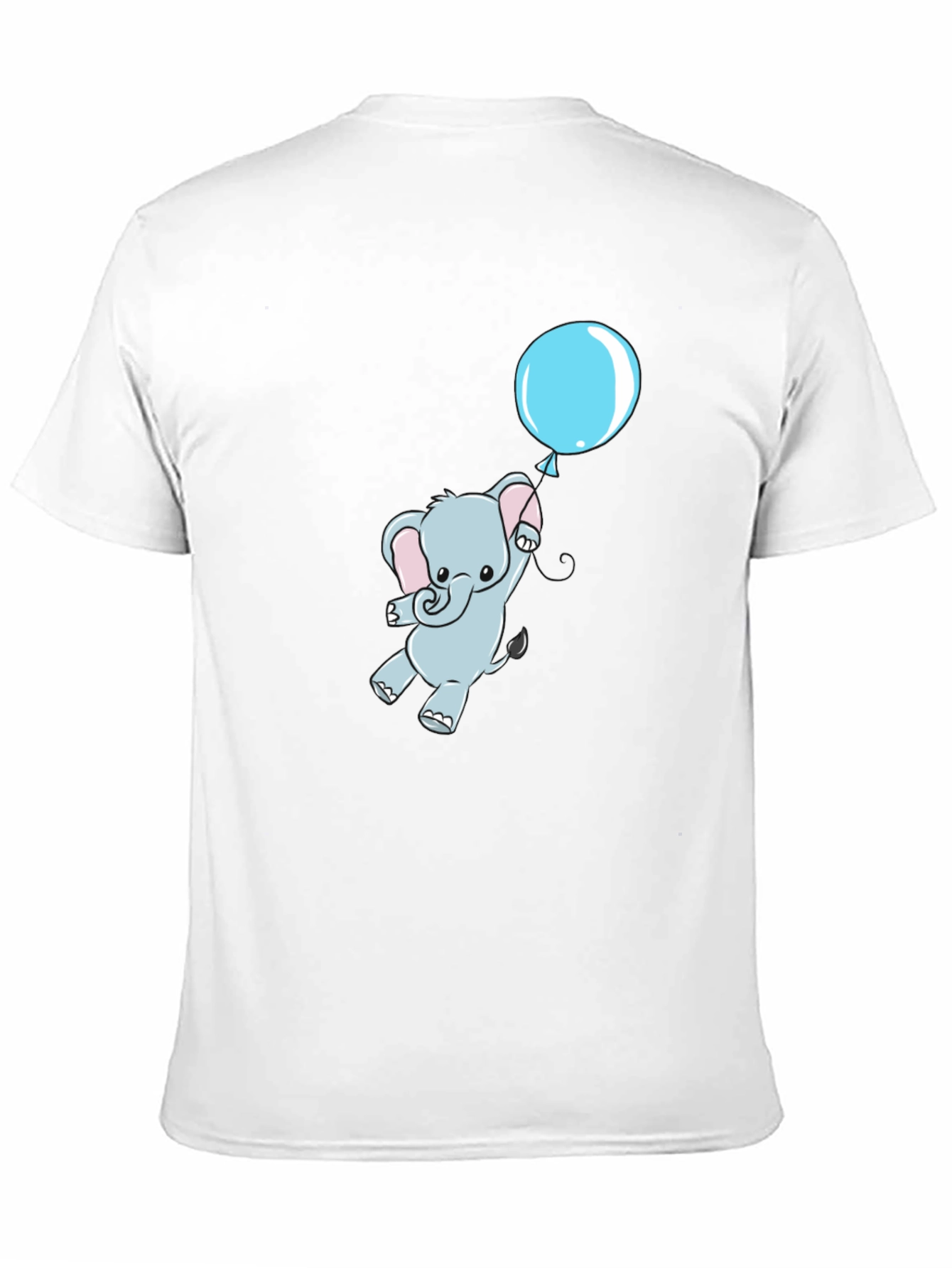Cute Elephant and Balloon Black T-Shirt